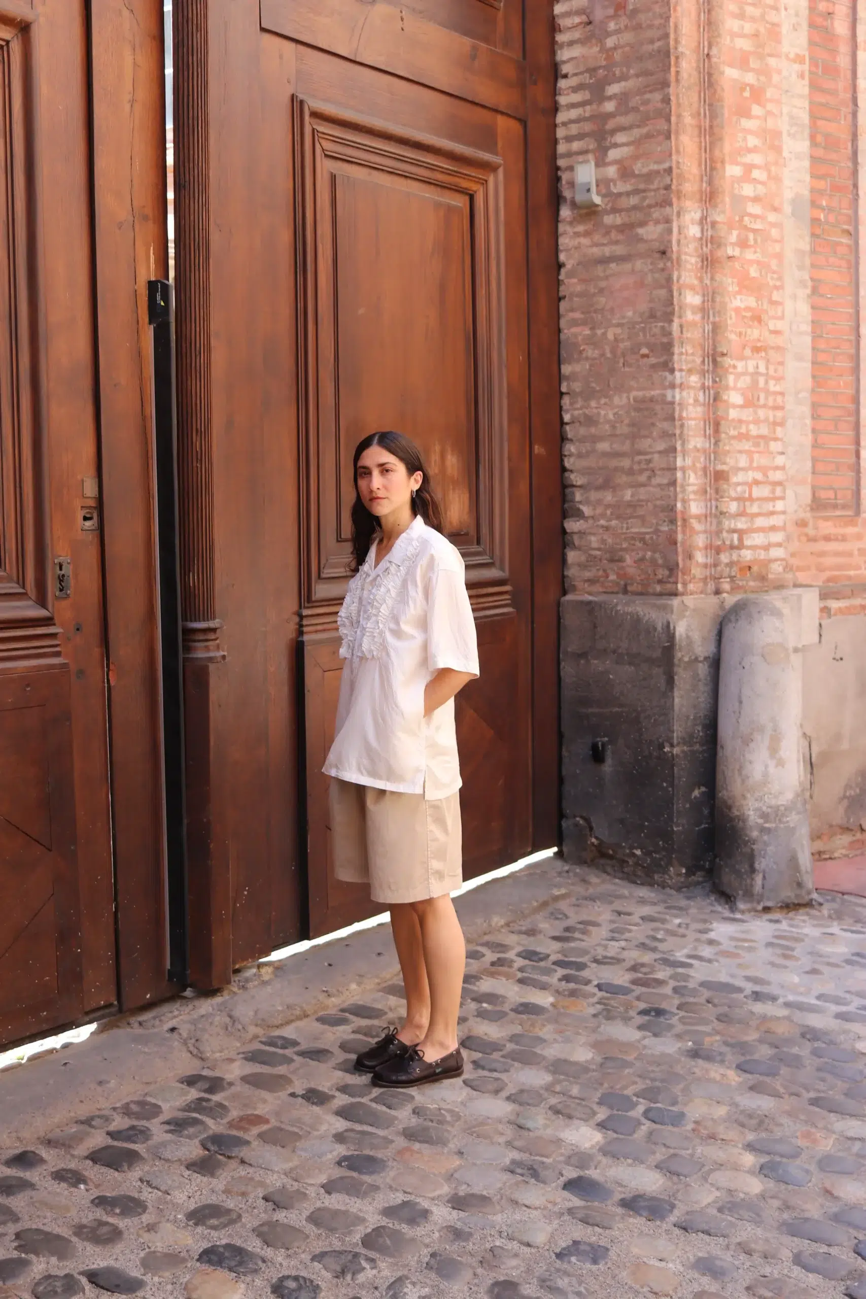 Toujours - 2 In-pleat Baggy Half Chinos - Sand