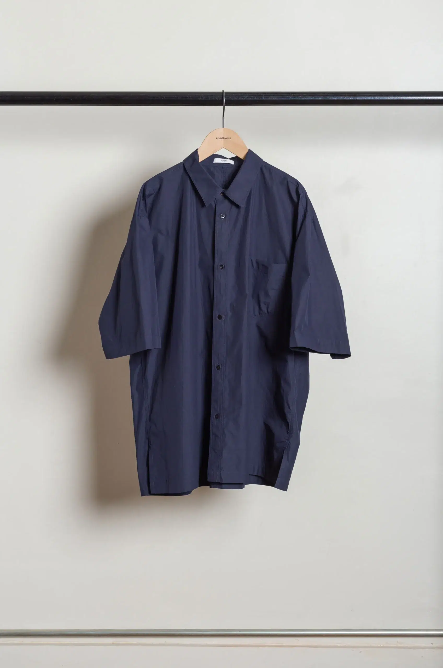 ATON - MEN SUVIN BROAD WASHED HALF SLEEVE SHIRT BLAGLM0400 - NAVY