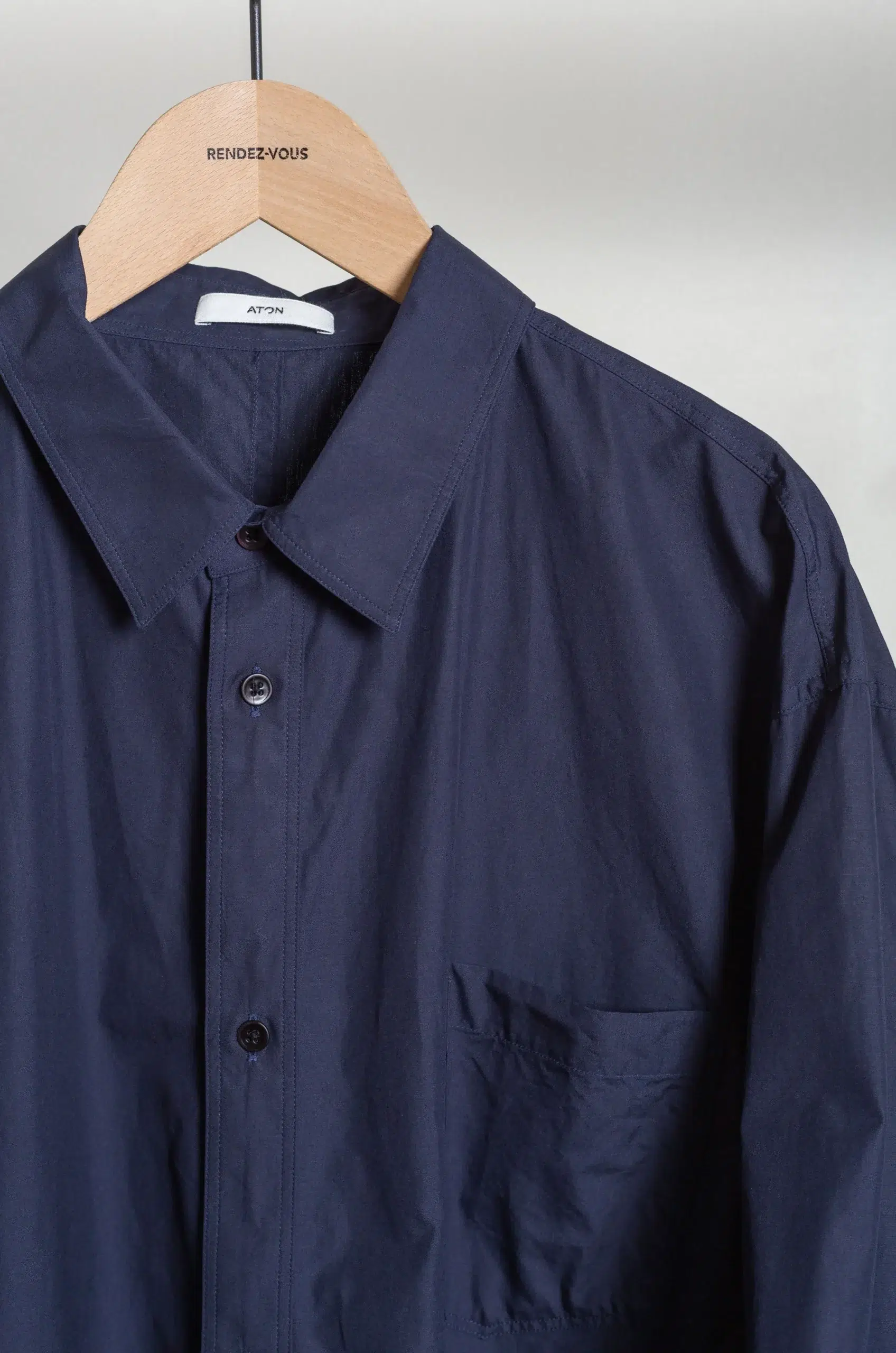 ATON - MEN SUVIN BROAD WASHED HALF SLEEVE SHIRT BLAGLM0400 - NAVY