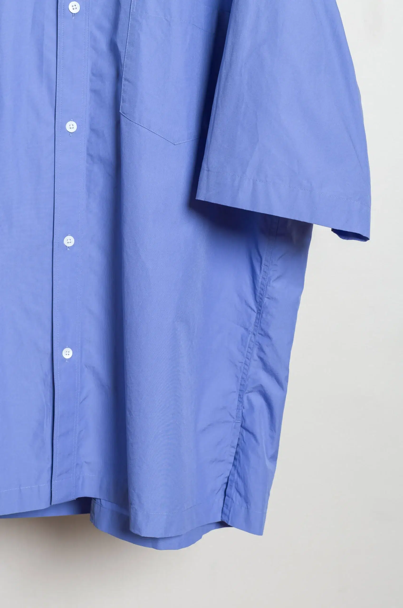 ATON - MEN SUVIN BROAD WASHED HALF SLEEVE SHIRT BLAGLM0400 - SAX