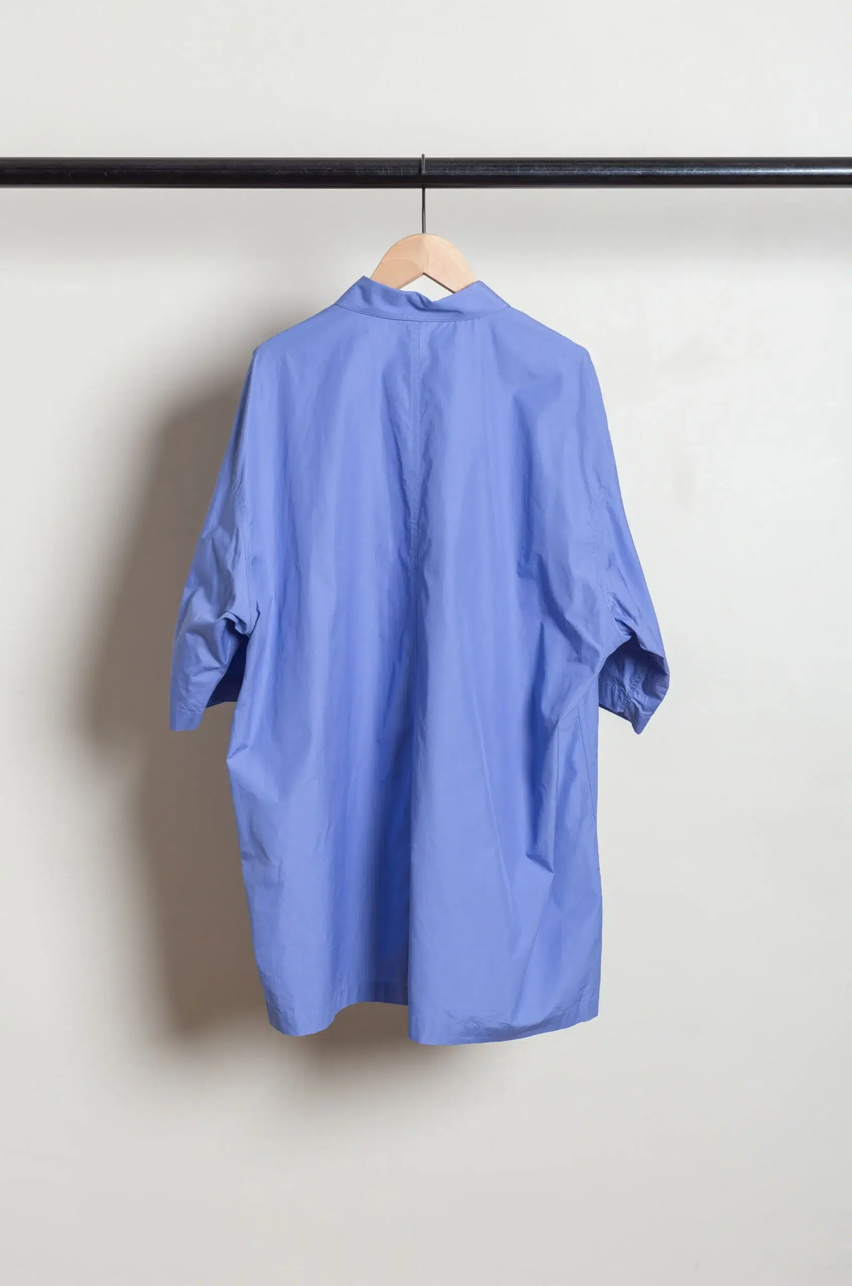 ATON - MEN SUVIN BROAD WASHED HALF SLEEVE SHIRT BLAGLM0400 - SAX
