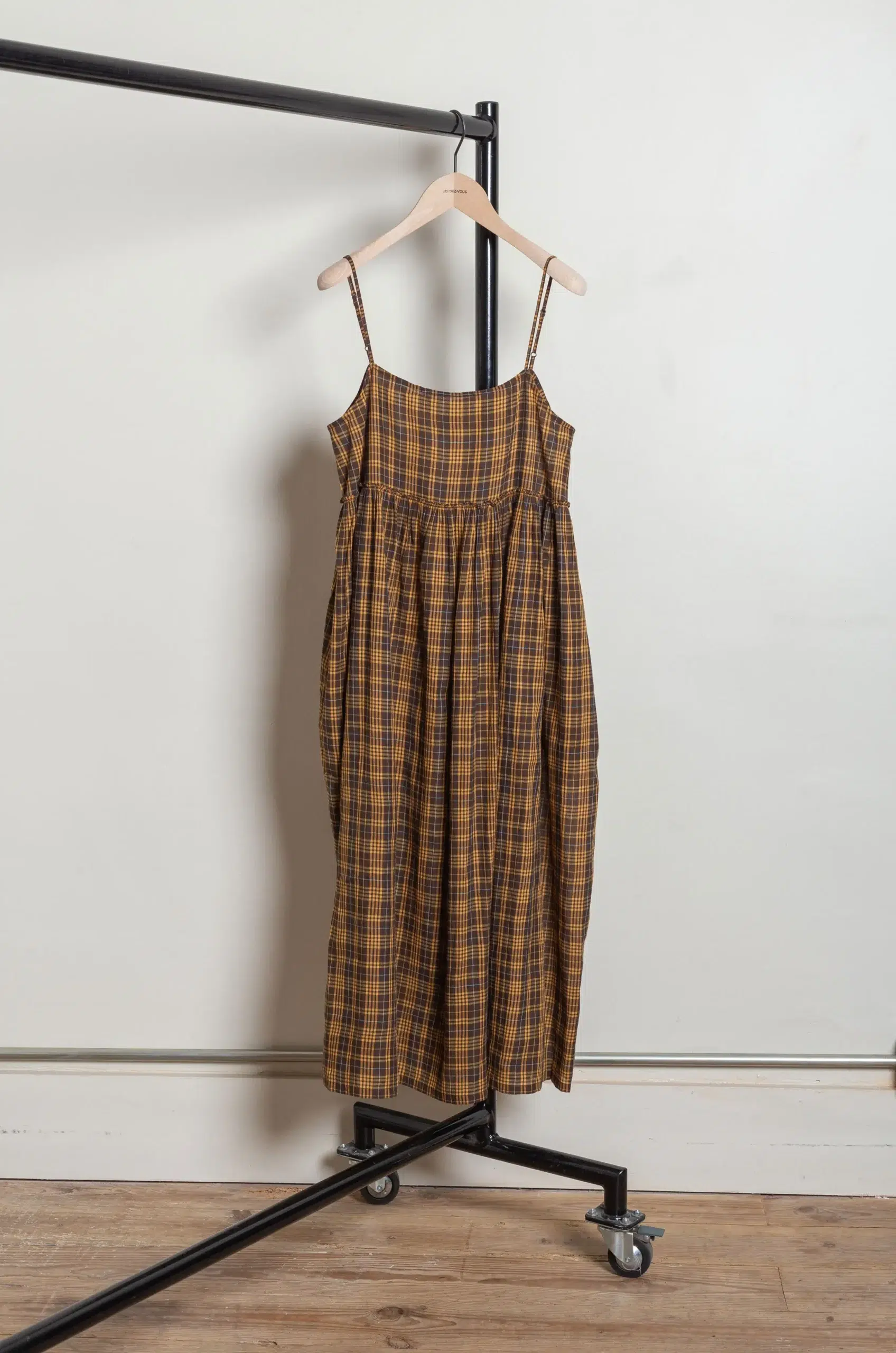MAKU - GATHERED SLIP DRESS GS2613 - Yellow Check