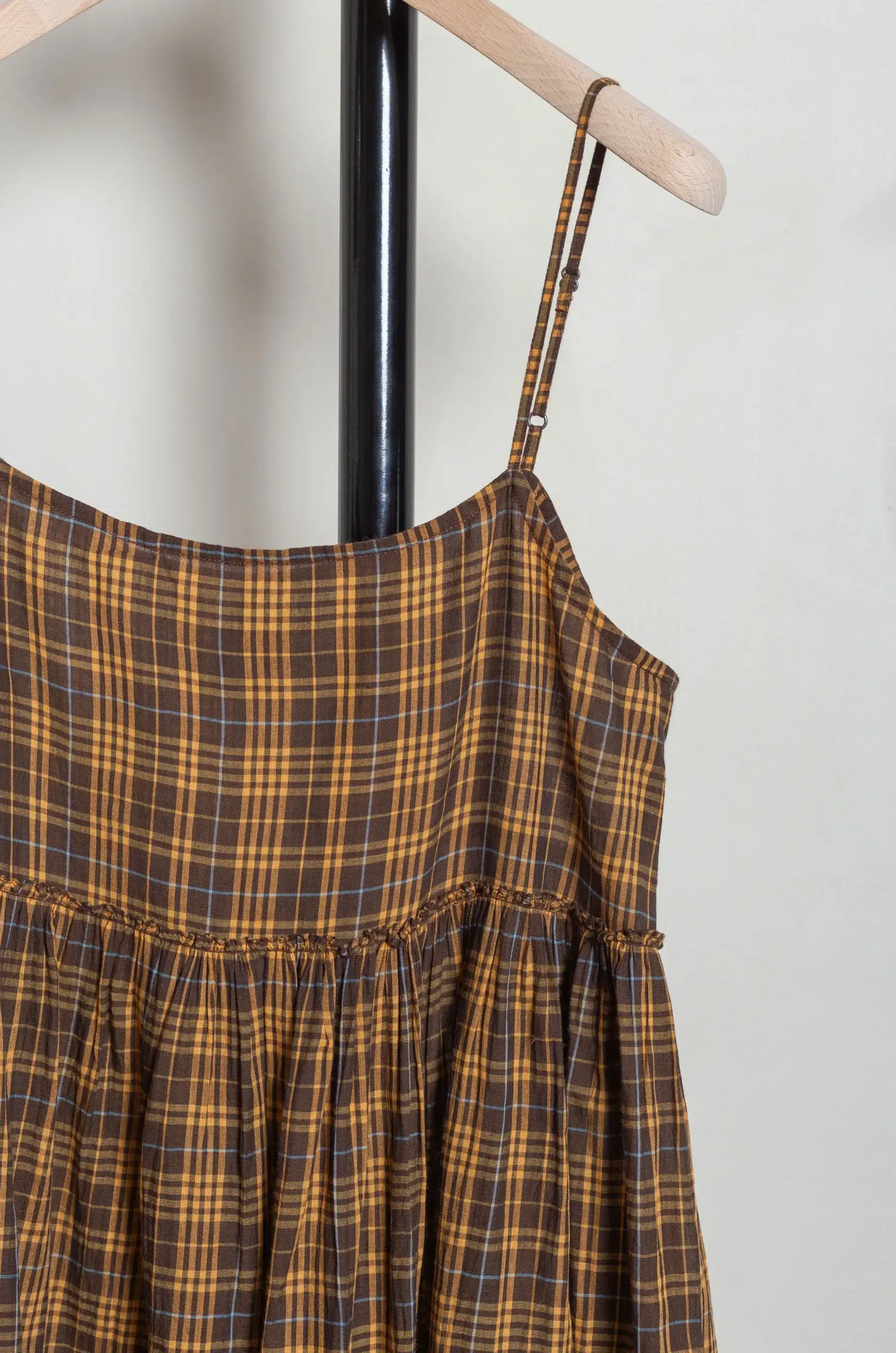 MAKU - GATHERED SLIP DRESS GS2613 - Yellow Check