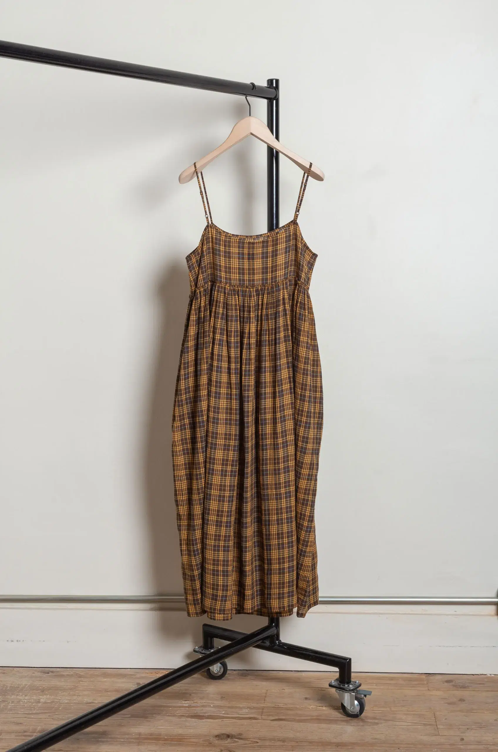 MAKU - GATHERED SLIP DRESS GS2613 - Yellow Check