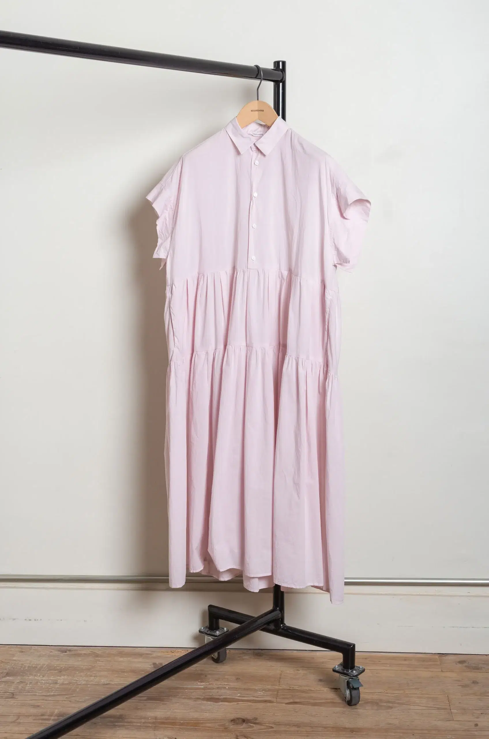 Toujours - Band Sleeve Tiered Shirt Dress MM44MD03 - Smoke Pink