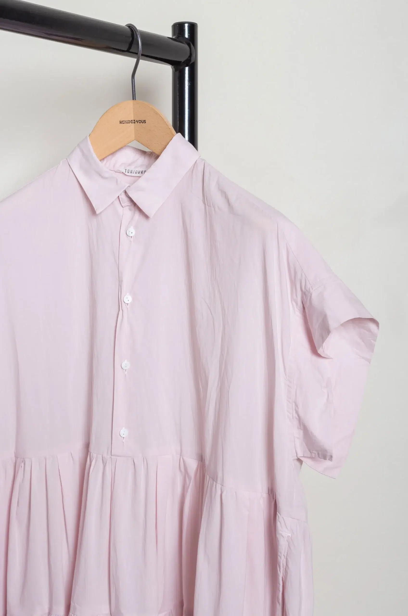Toujours - Band Sleeve Tiered Shirt Dress MM44MD03 - Smoke Pink