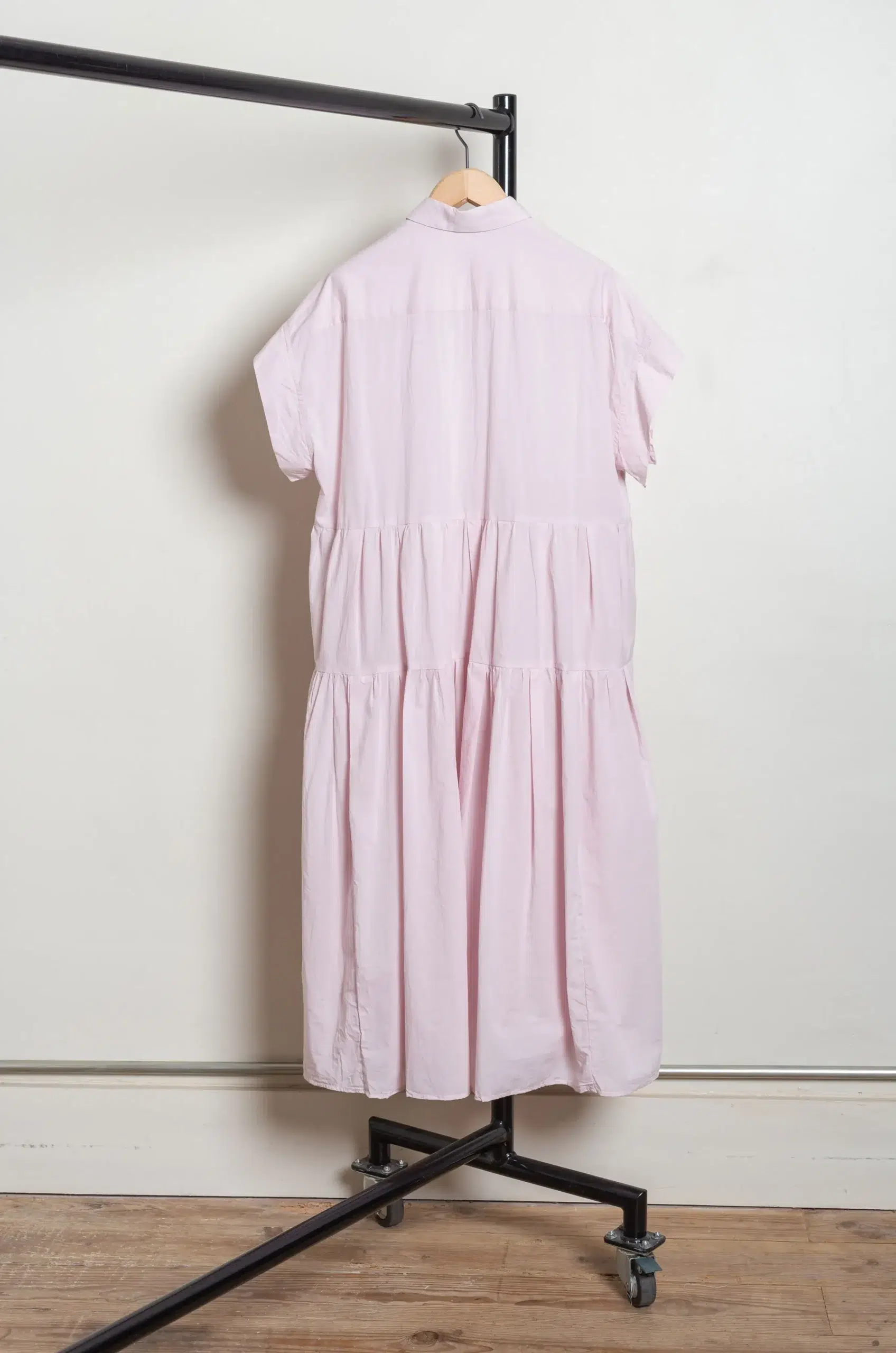 Toujours - Band Sleeve Tiered Shirt Dress MM44MD03 - Smoke Pink