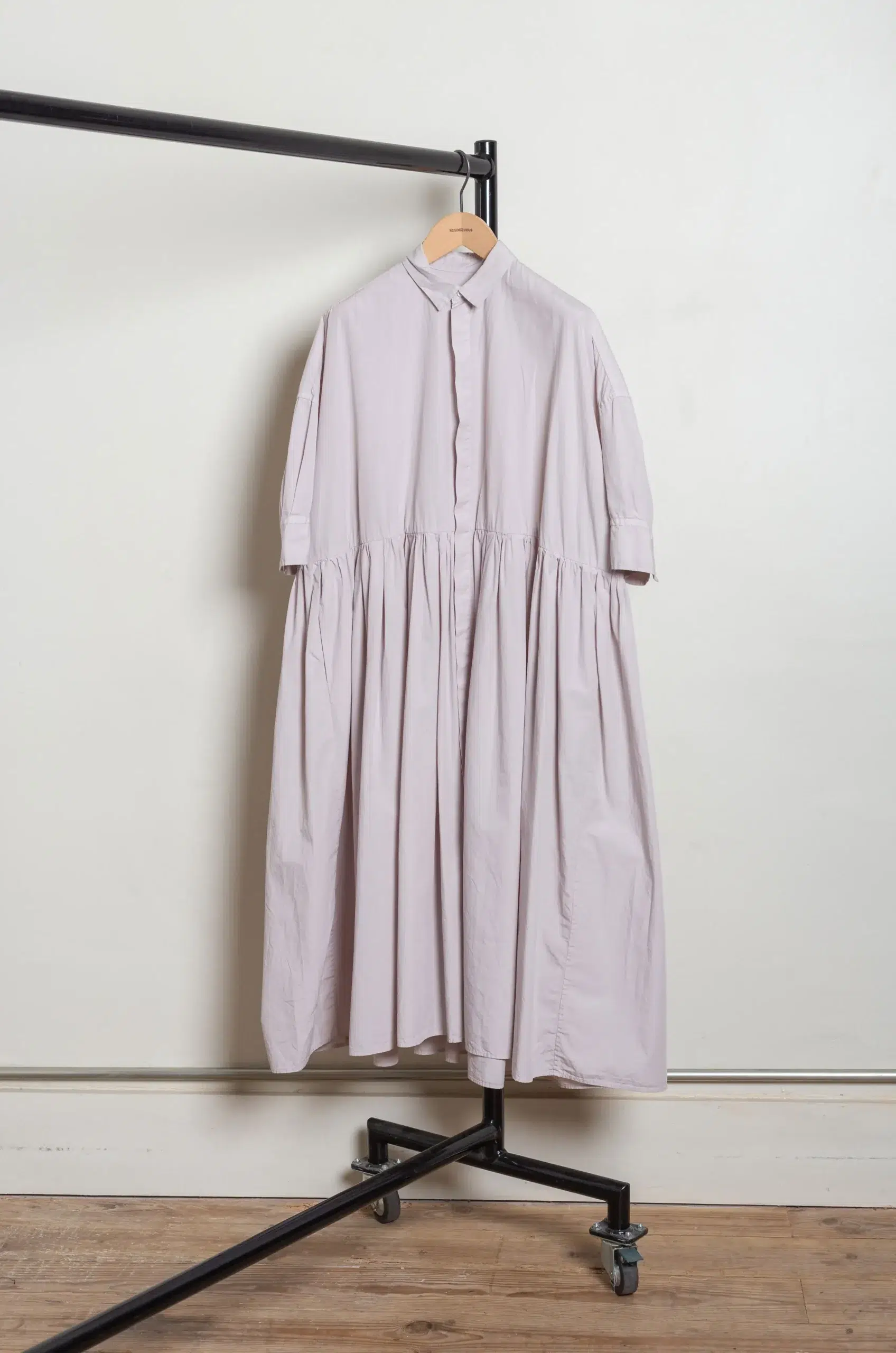 Toujours - Random Pleated Half Sleeve Shirt Dress MM44QD03 - Smoke Lilac