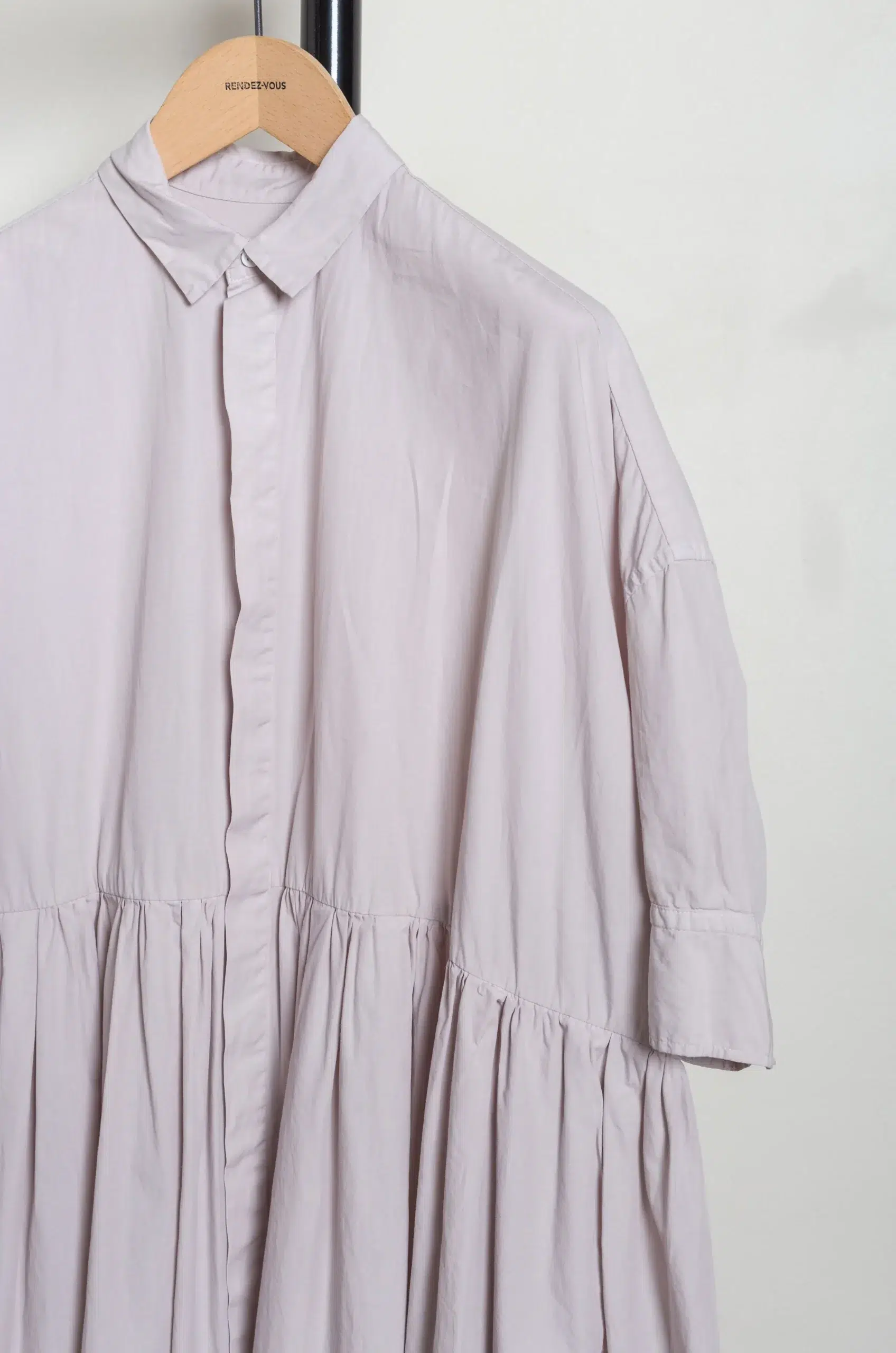 Toujours - Random Pleated Half Sleeve Shirt Dress MM44QD03 - Smoke Lilac