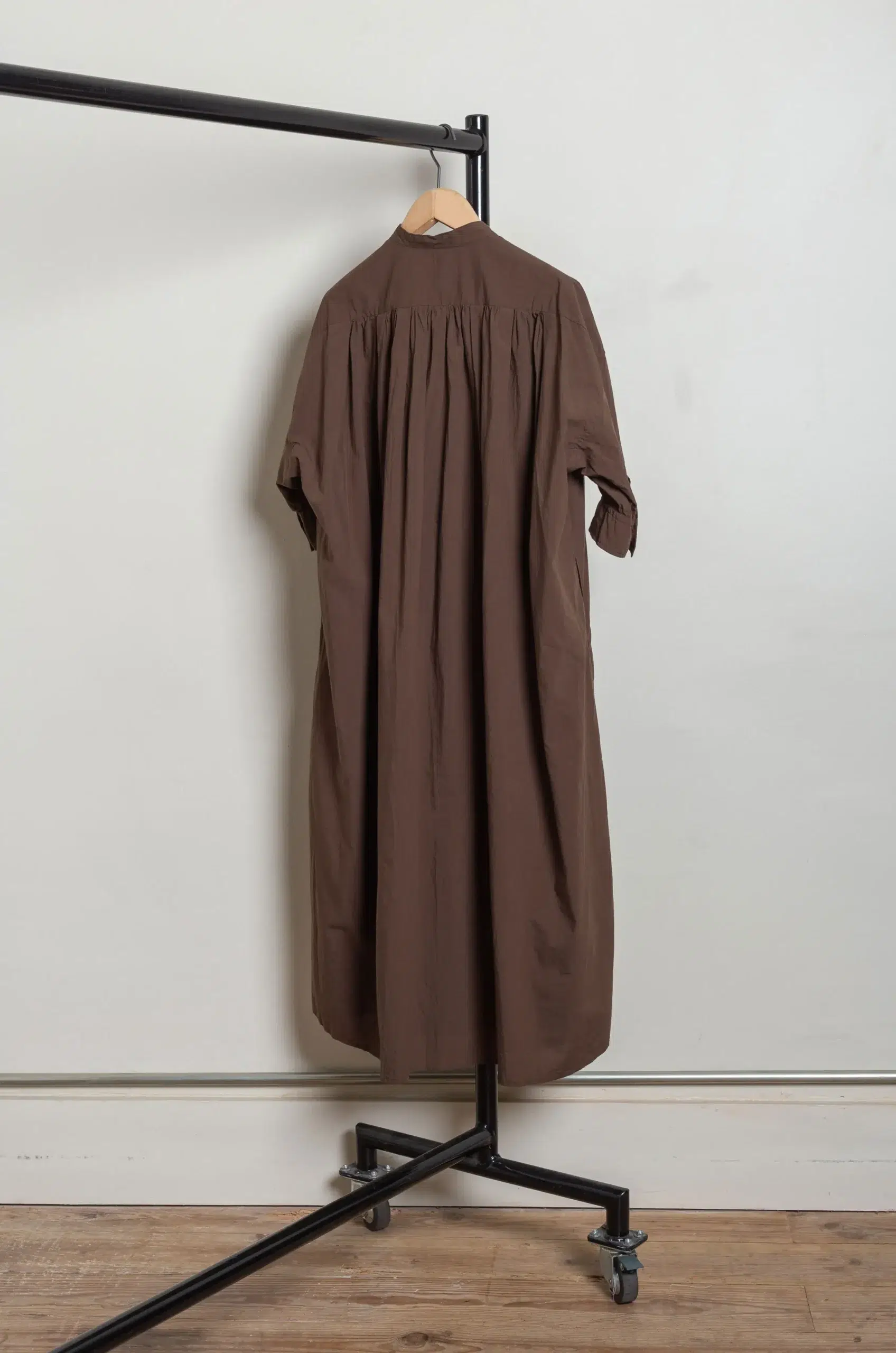 Toujours - Half Bishop Sleeve Pleated Shirt Dress MM44HD03 - Olive Brown