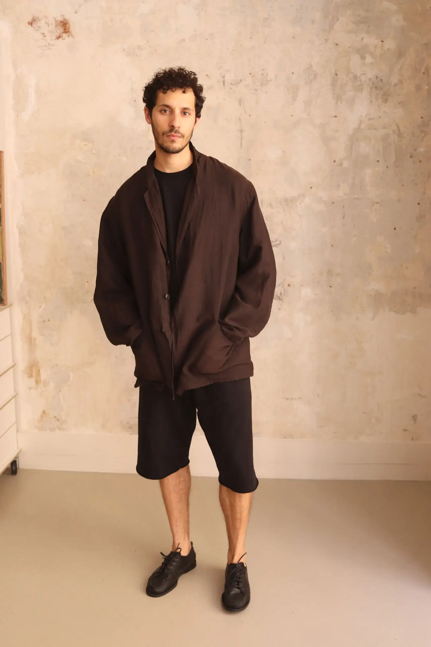 Comoli - Silk Cotton Jacket D01-01022 - BROWN