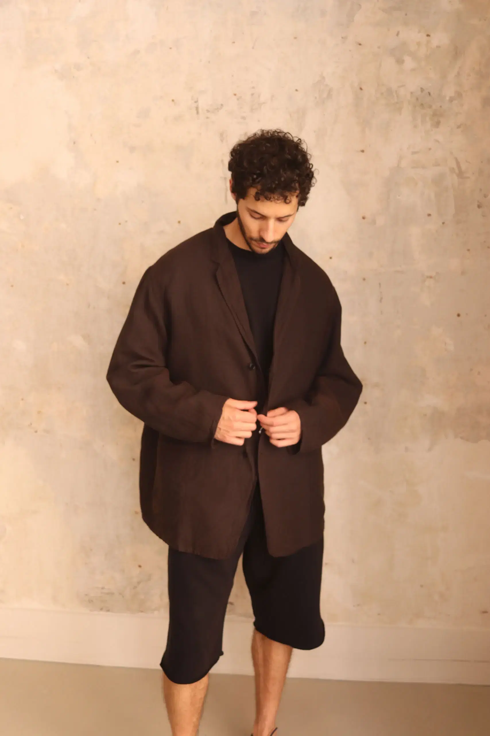 Comoli - Silk Cotton Jacket D01-01022 - BROWN
