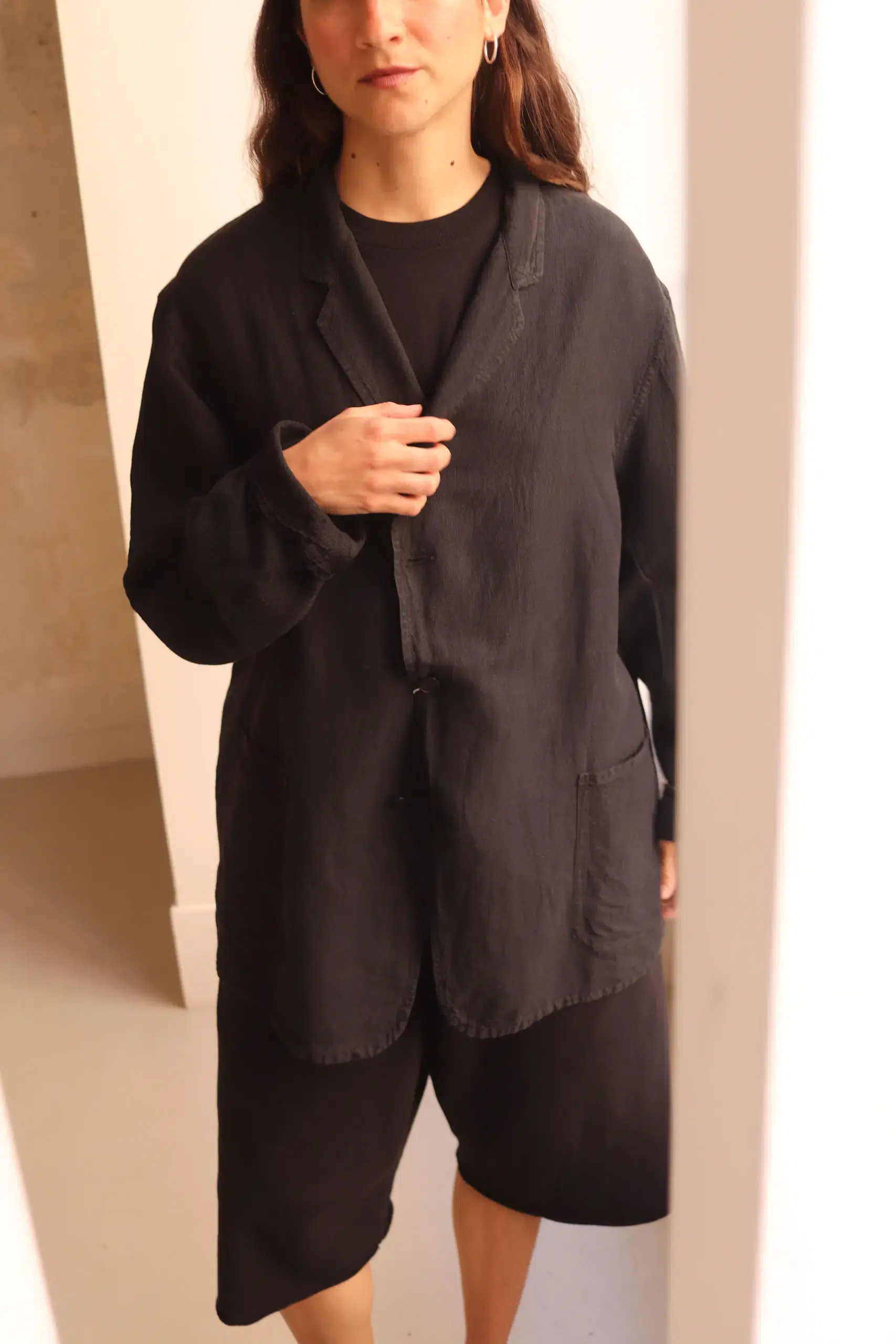 Comoli - Silk Cotton Jacket D01-01022 - FADE BLACK