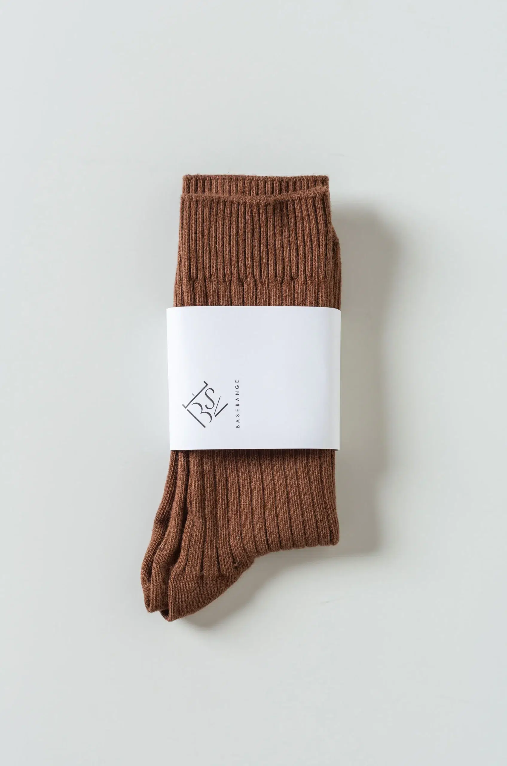 BASERANGE - RIB OVERANKLE SOCKS 36-39 - NOCCIOLA BROWN