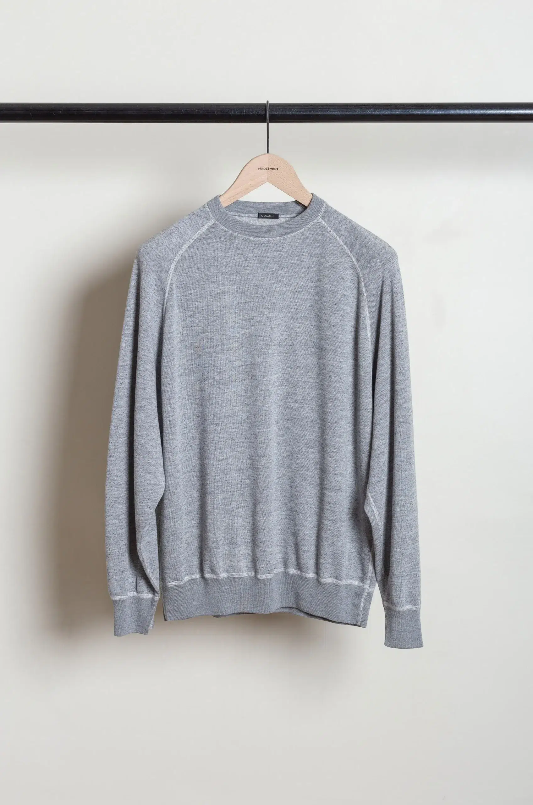 Comoli - Grey Fleece Crew Neck Top D01-05045 - GRAY