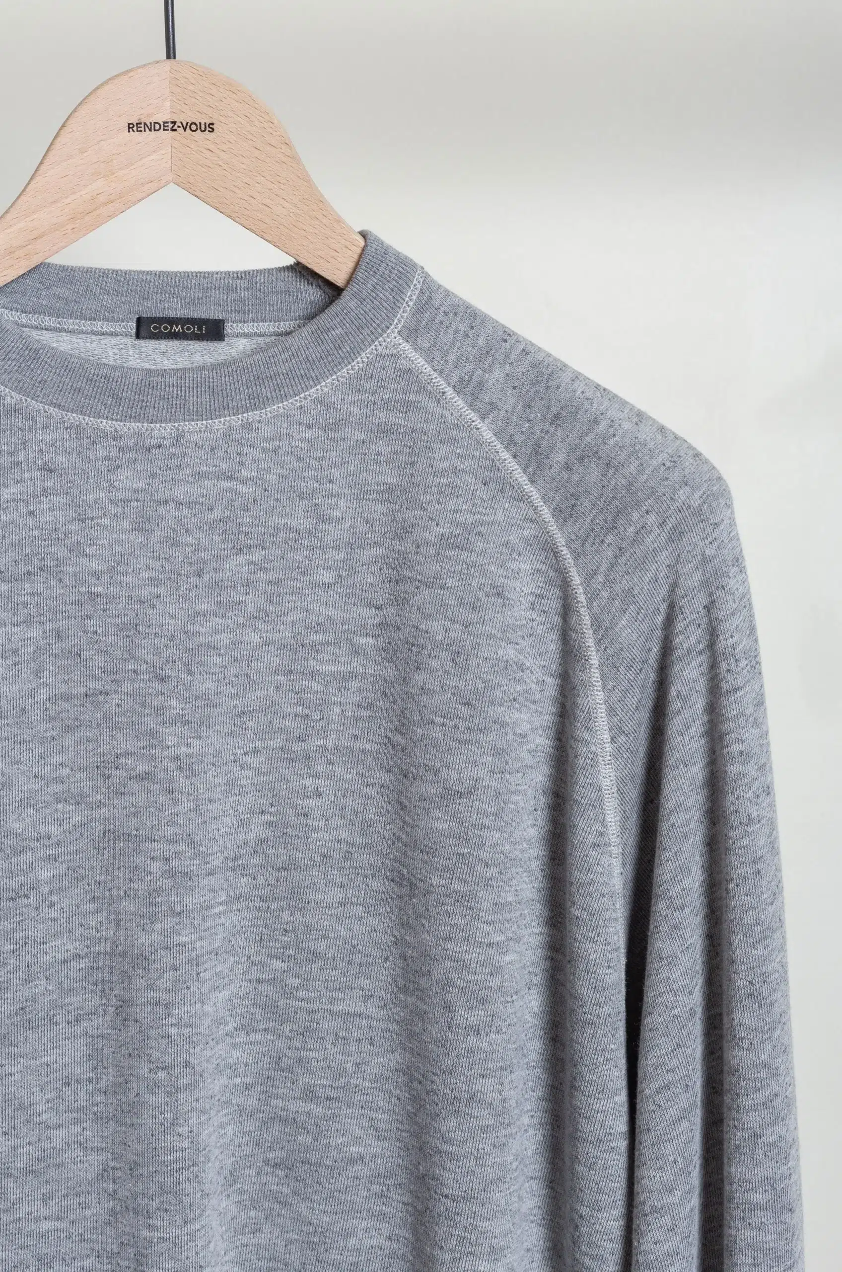 Comoli - Grey Fleece Crew Neck Top D01-05045 - GRAY