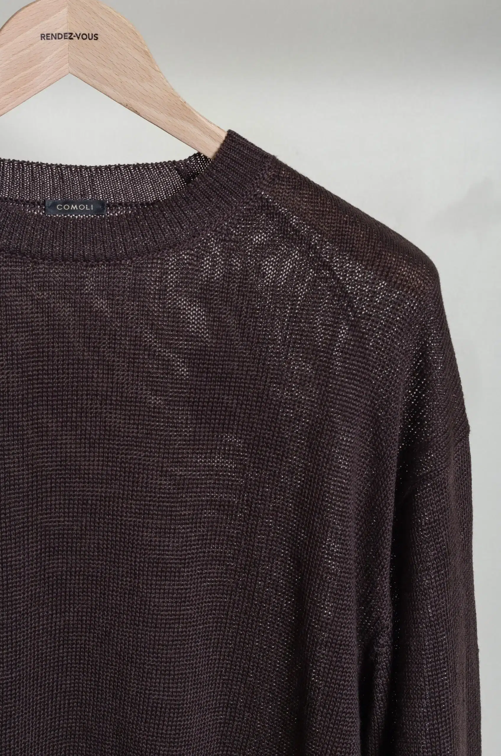 Comoli - Linen Crew-Neck Knit PO D01-06014 - BROWN