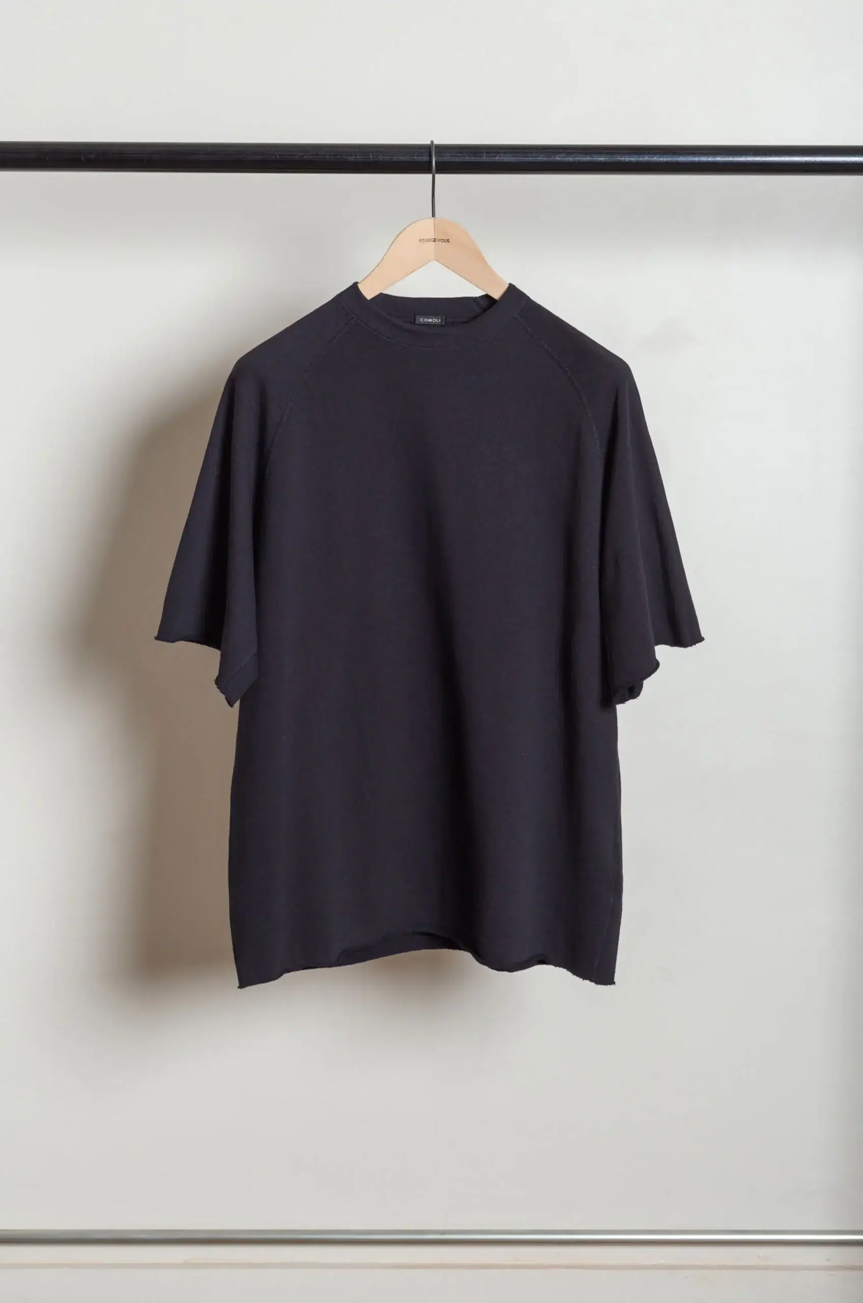 Comoli - LW Cotton Fleece Short-Sleeve Crew Neck Top D01-05019 - BLACK