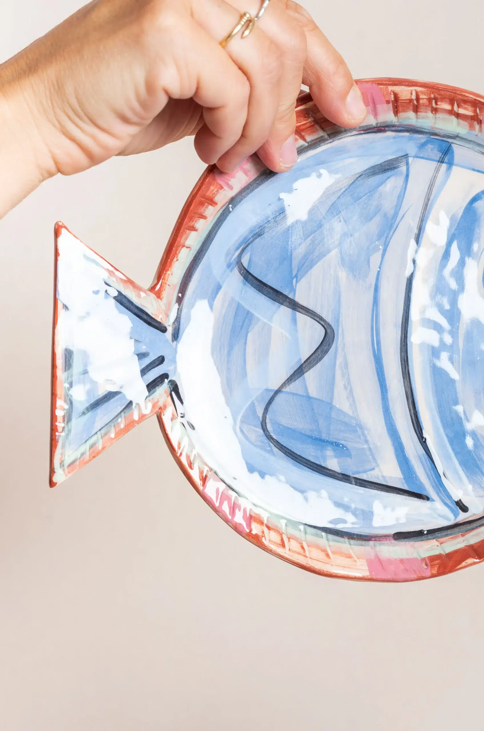 HOMERE - ASSIETTE DESSERT POISSON DÉCOUPÉ - BLEU