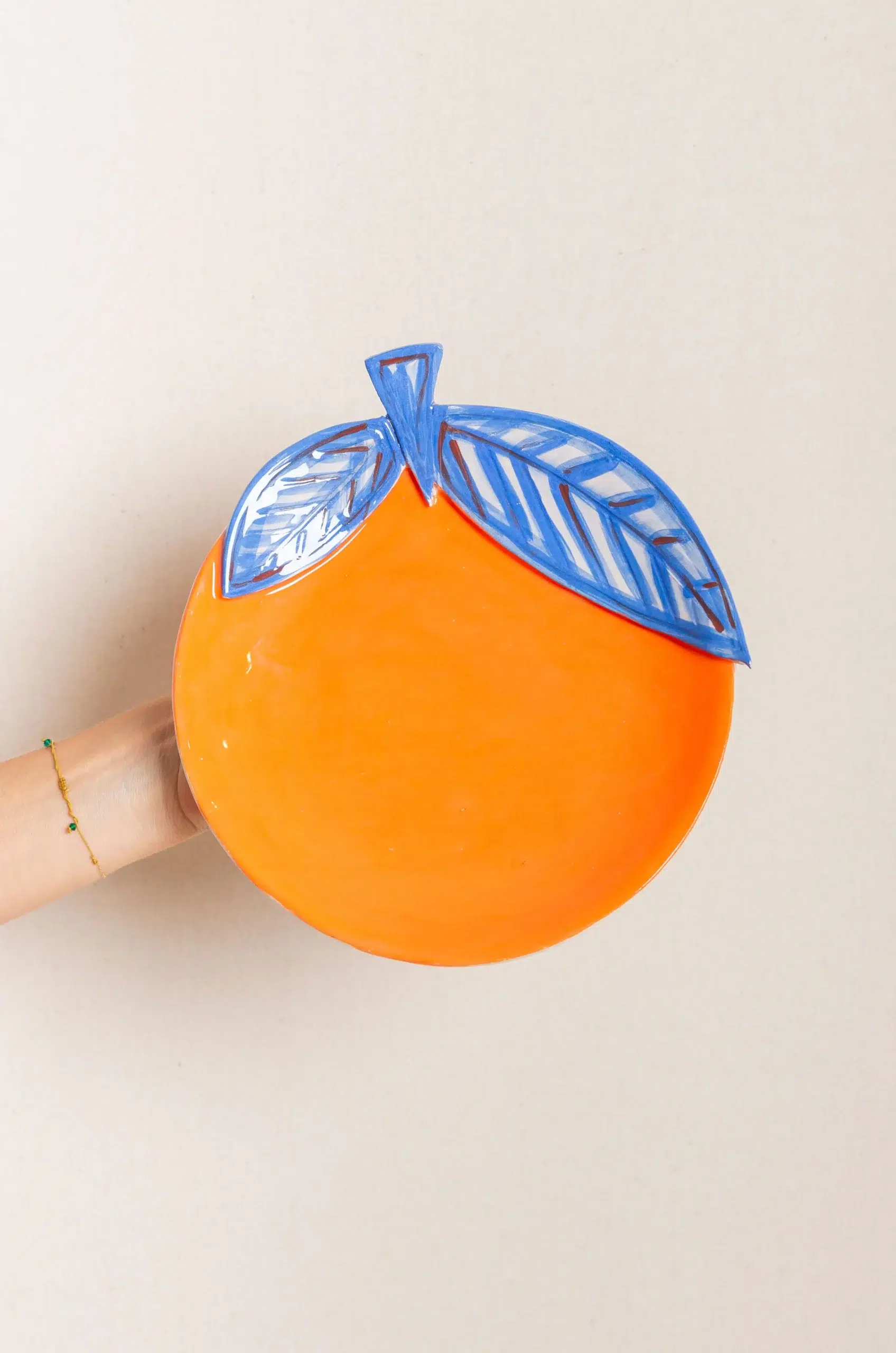 HOMERE - ASSIETTE DESSERT RELIEF - ORANGE ET BLEU