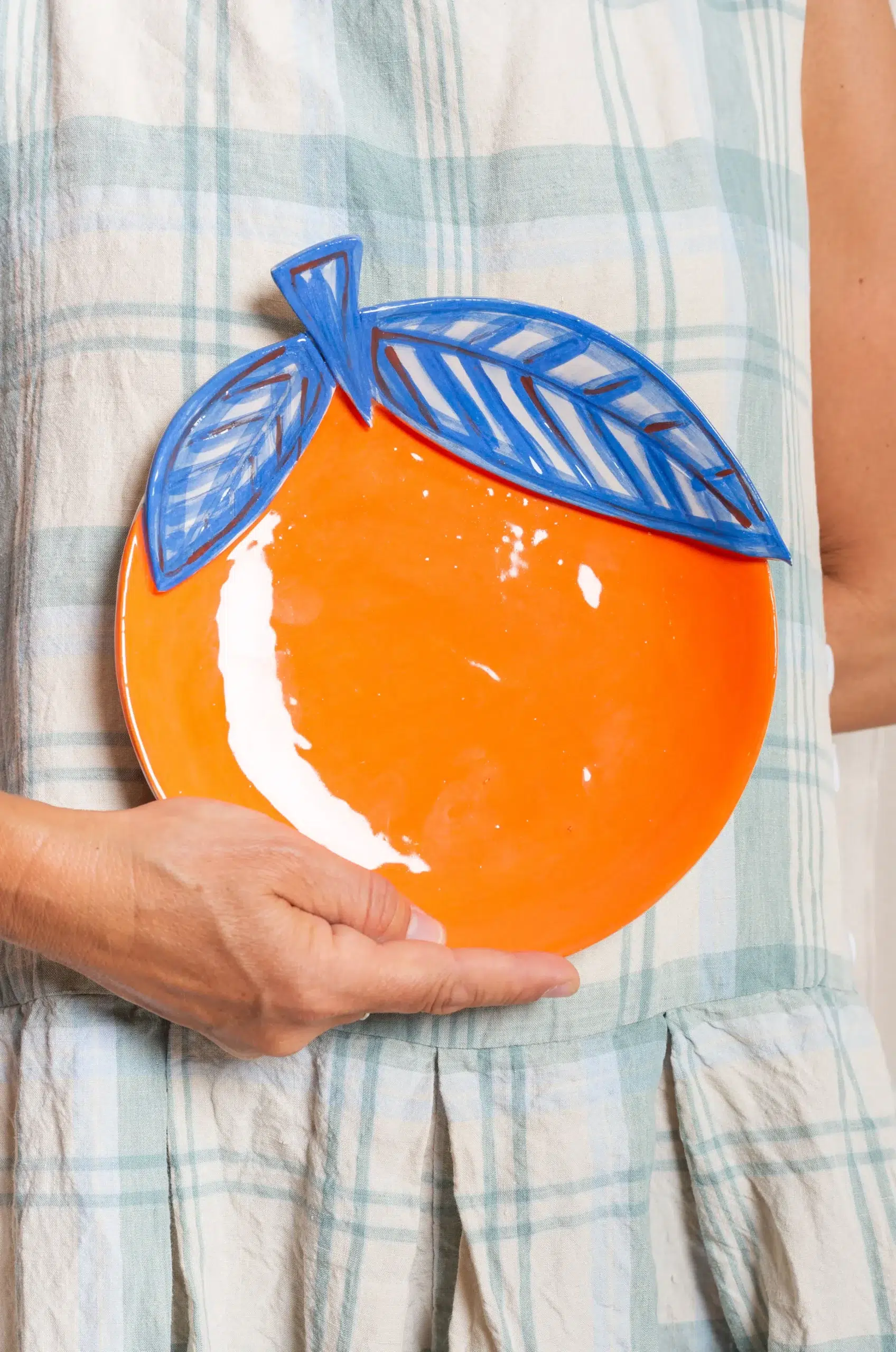 HOMERE - ASSIETTE DESSERT RELIEF - ORANGE ET BLEU