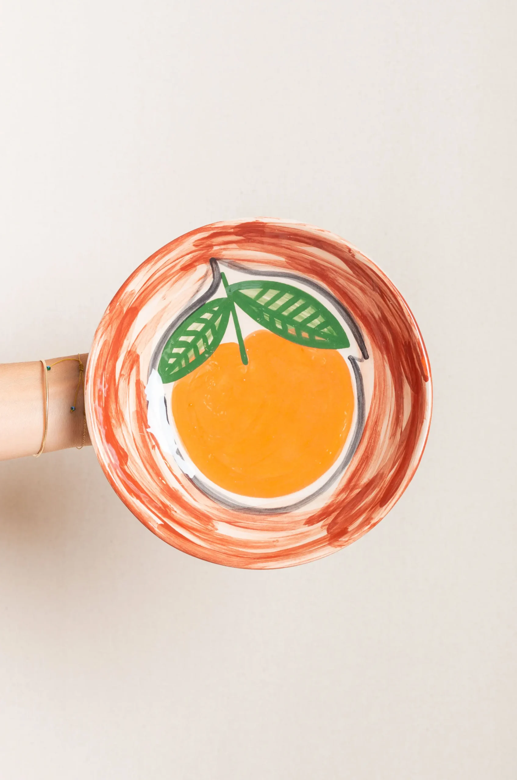 HOMERE - ASSIETTE CREUSE - ORANGE FEUILLES VERTES