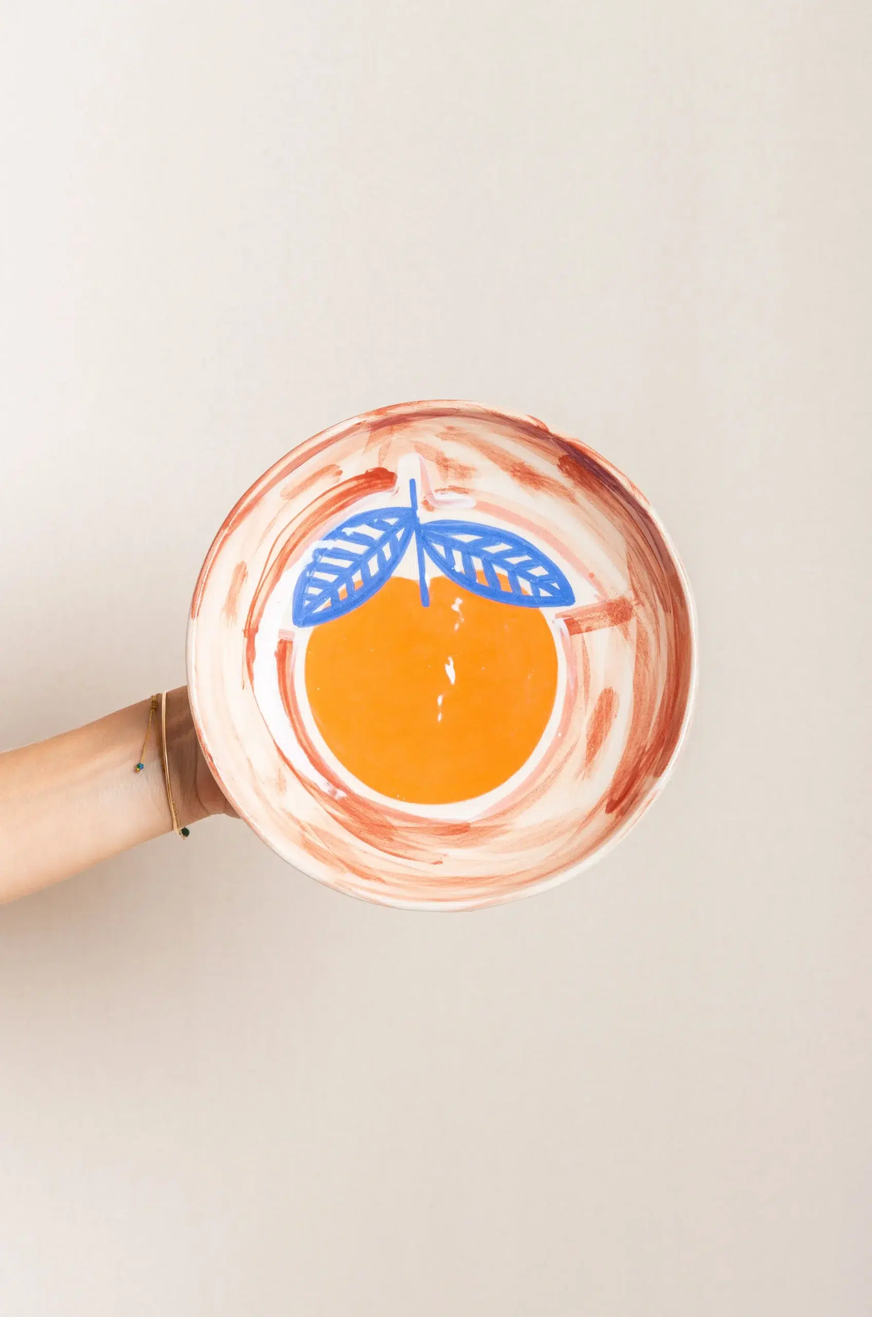 HOMERE - ASSIETTE CREUSE - ORANGE FEUILLES BLEUES