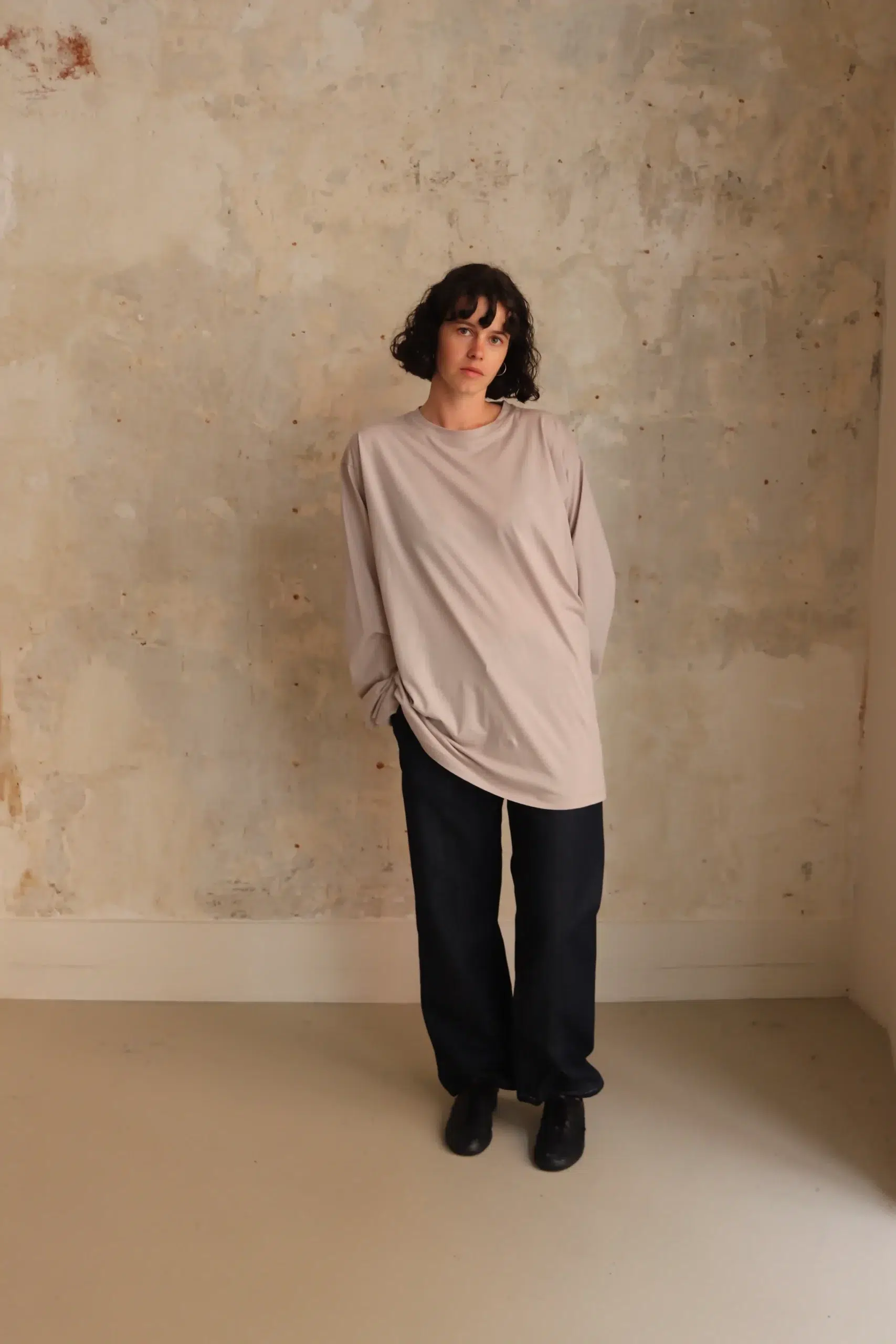 Sofie D'Hoore - TOLEDO Oversized T-Shirt C-Neck Long Sleeves - POWDER