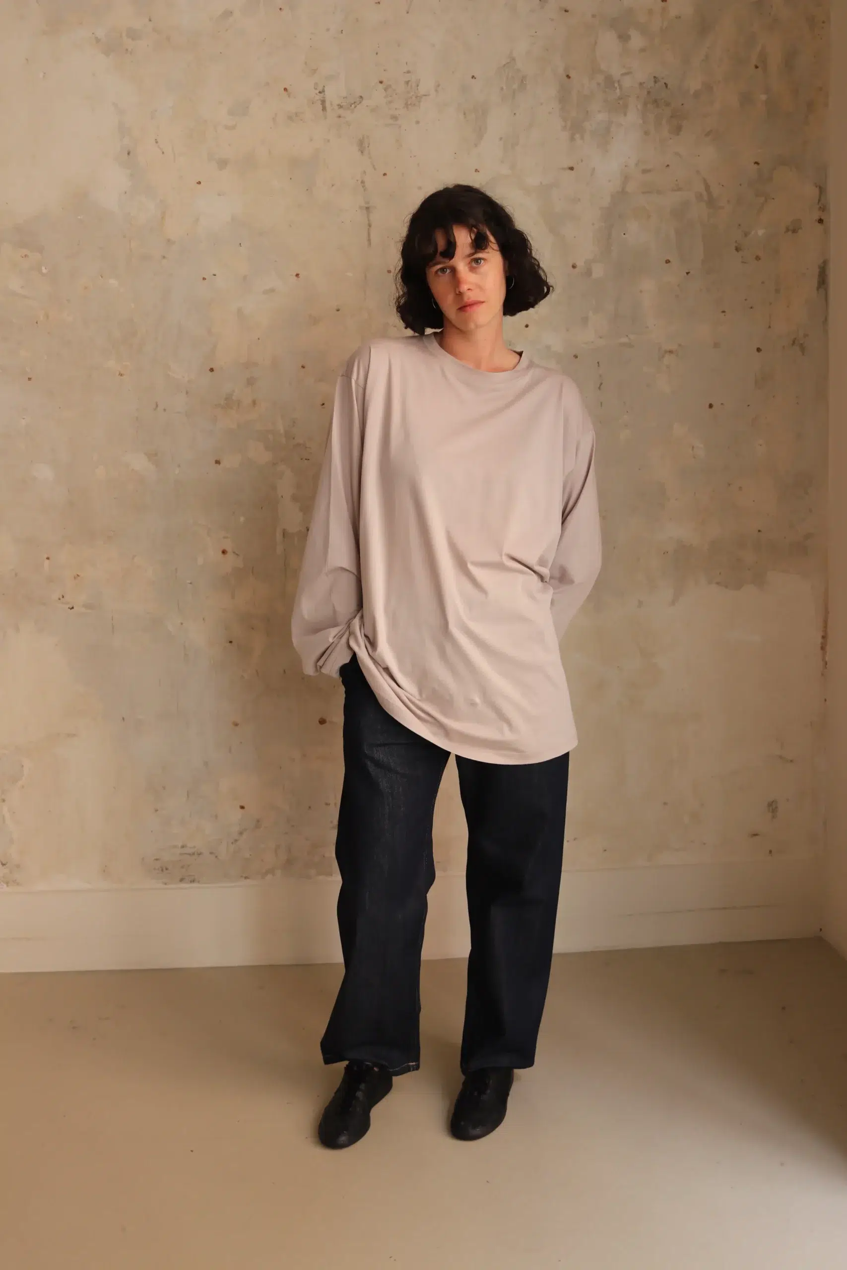 Sofie D'Hoore - TOLEDO Oversized T-Shirt C-Neck Long Sleeves - POWDER