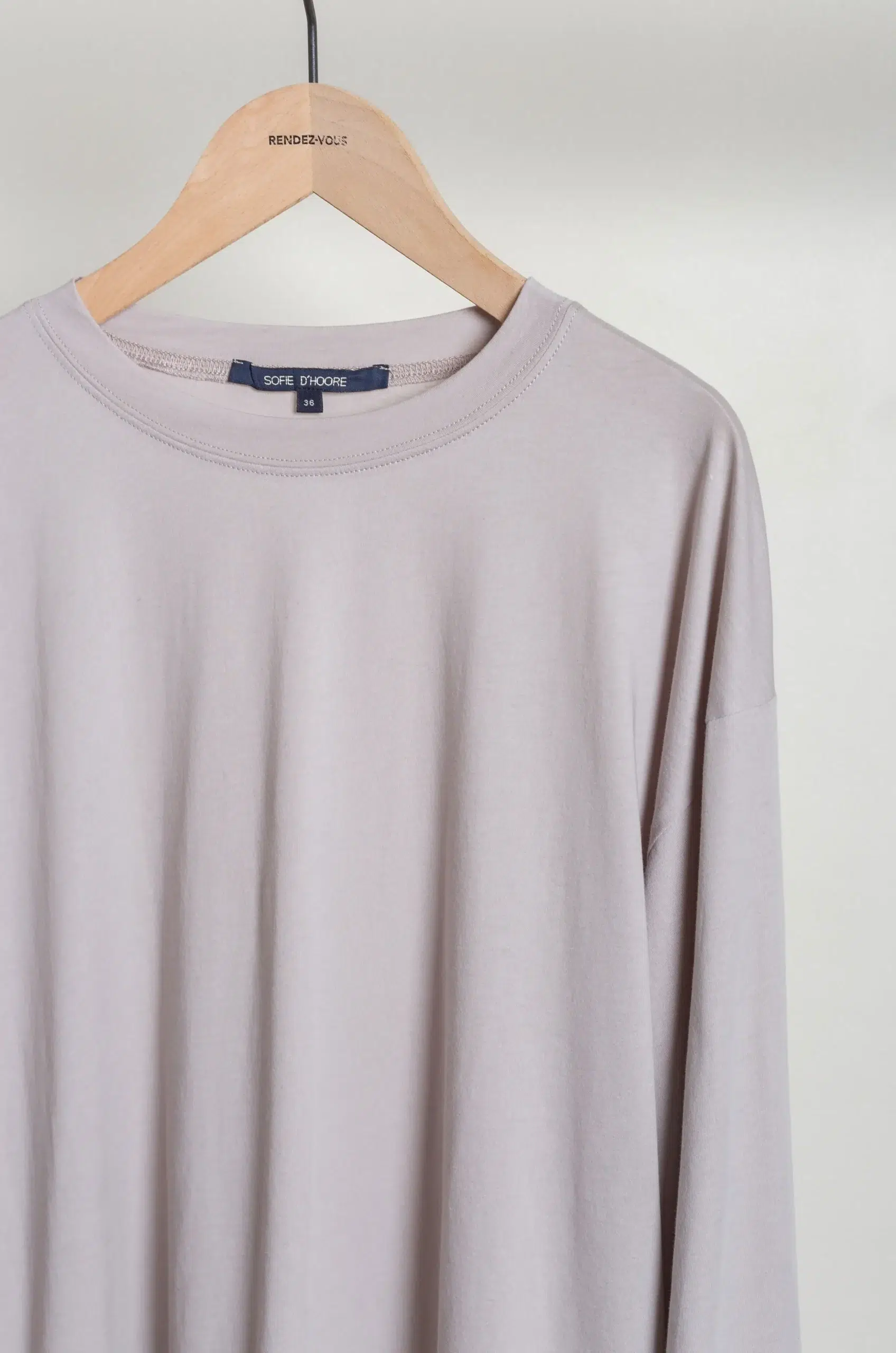 Sofie D'Hoore - TOLEDO Oversized T-Shirt C-Neck Long Sleeves - POWDER