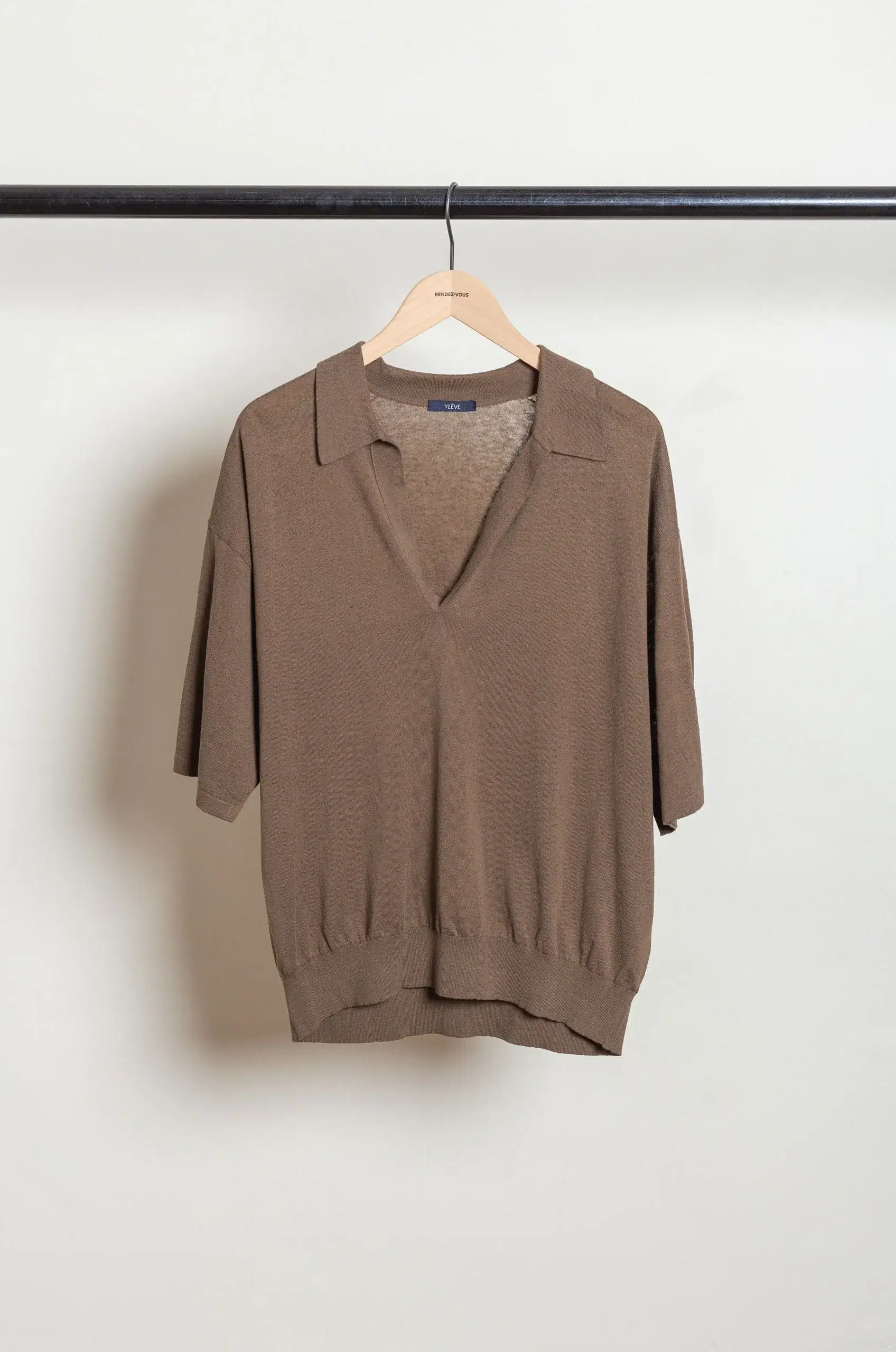 Ylève - COTTON LINEN KN SKIPPER POLO - Khaki