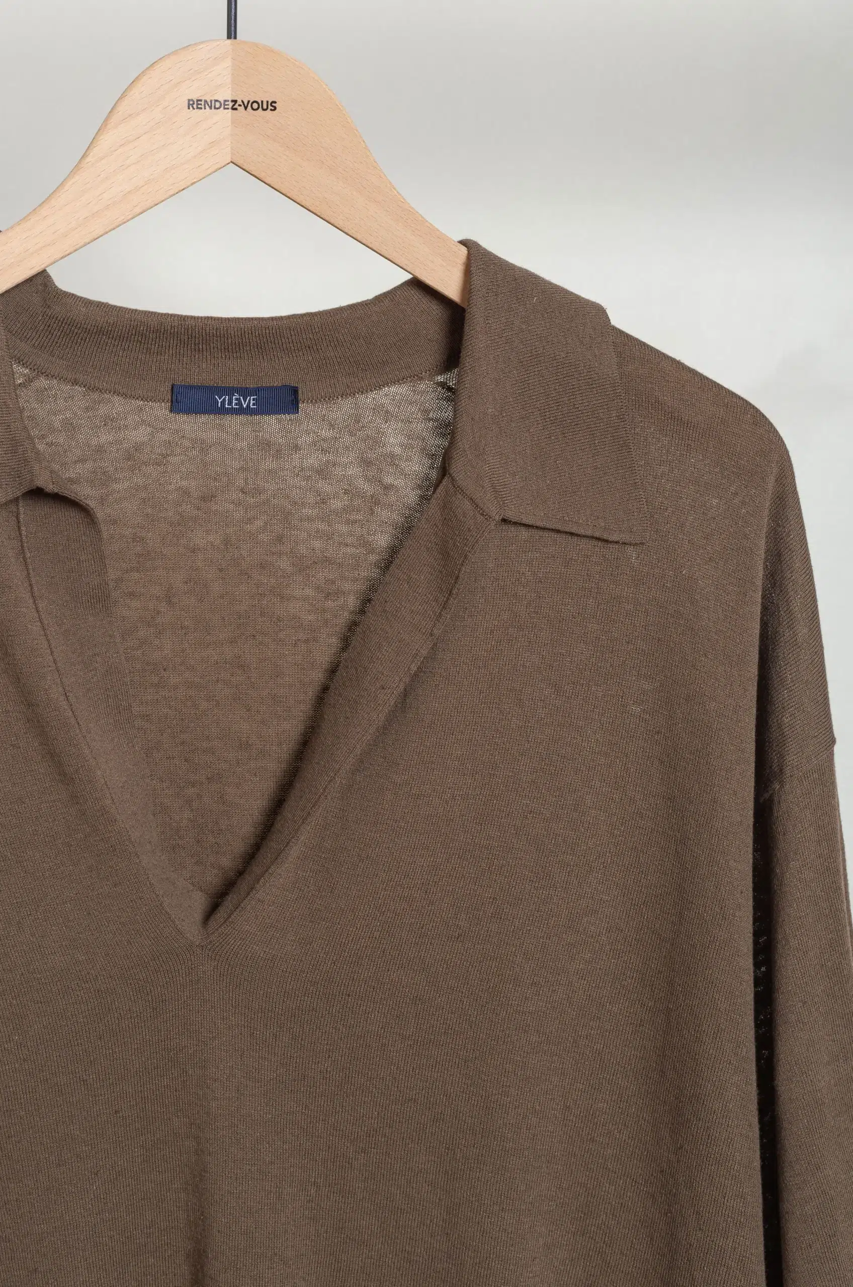 Ylève - COTTON LINEN KN SKIPPER POLO - Khaki