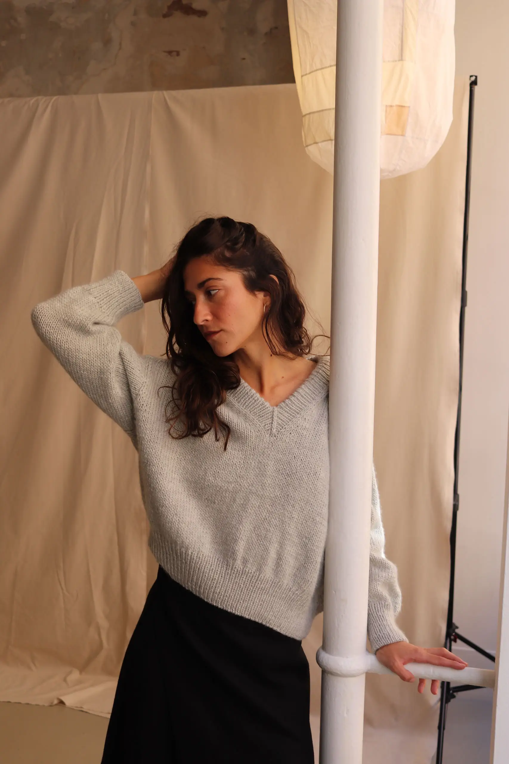 NITTO - DONNA V NECK - LIGHT GREY