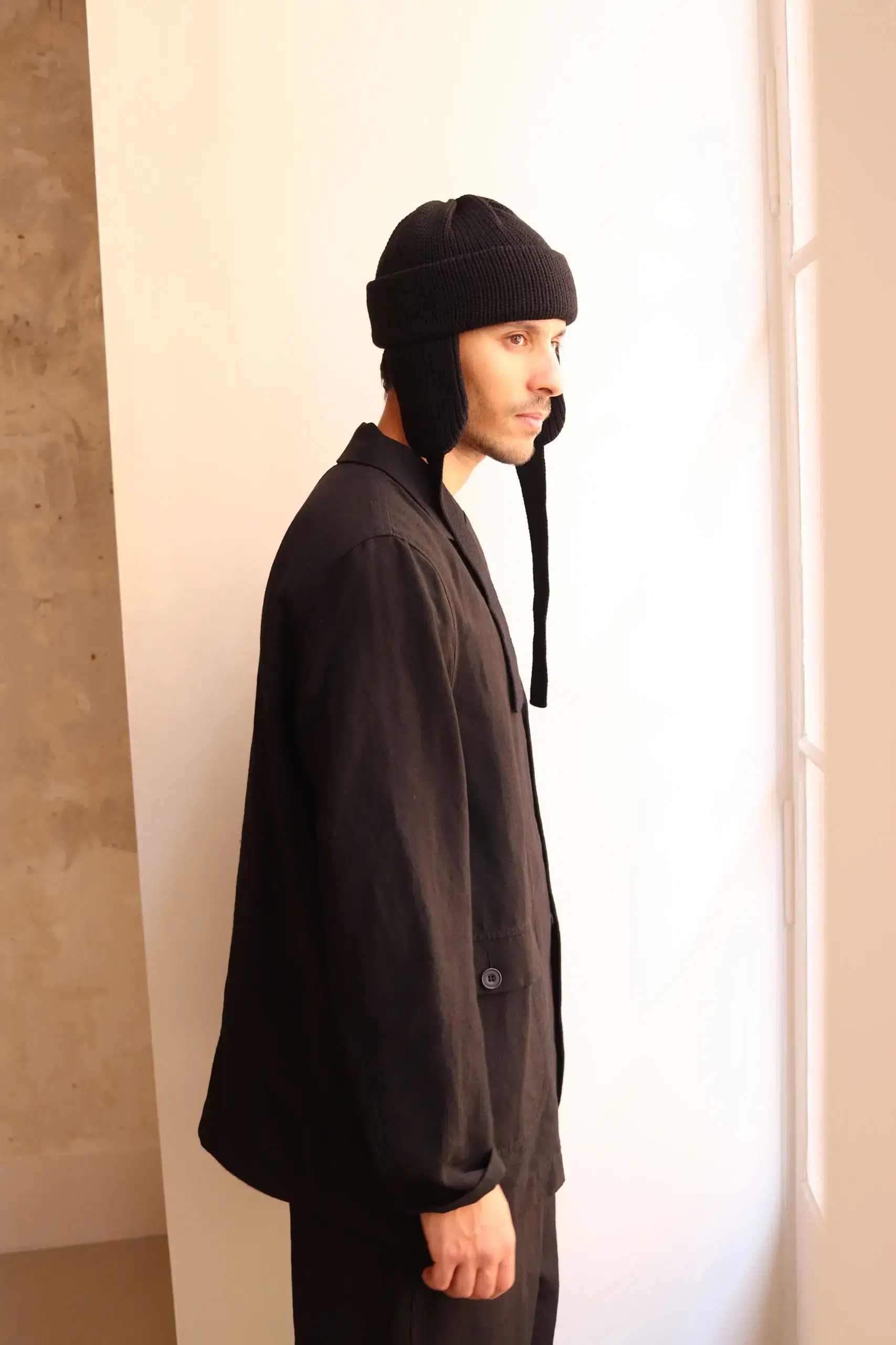 COMESANDGOES - MERINO WOOL EAR KNIT NO.301359 - BLACK