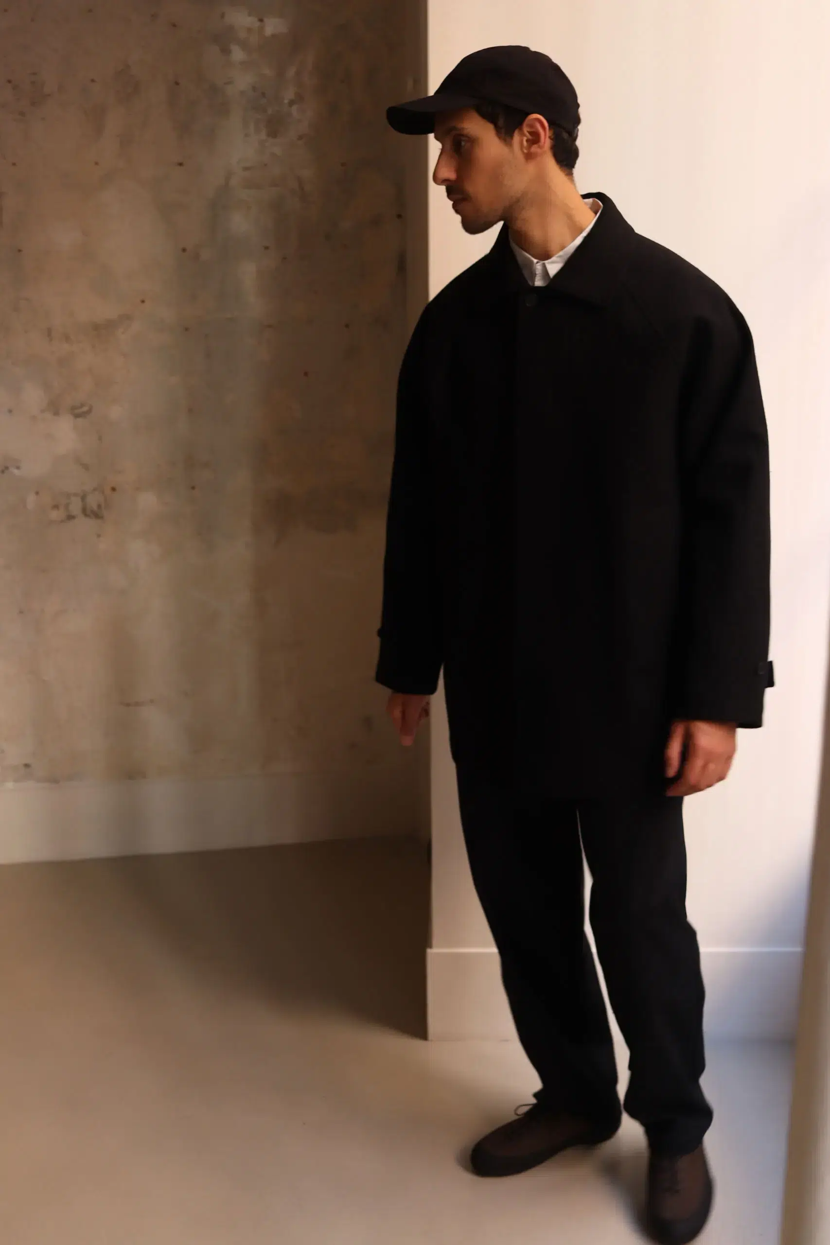 Still By Hand - Silk mixed wool coat CO02263OS - BLACK