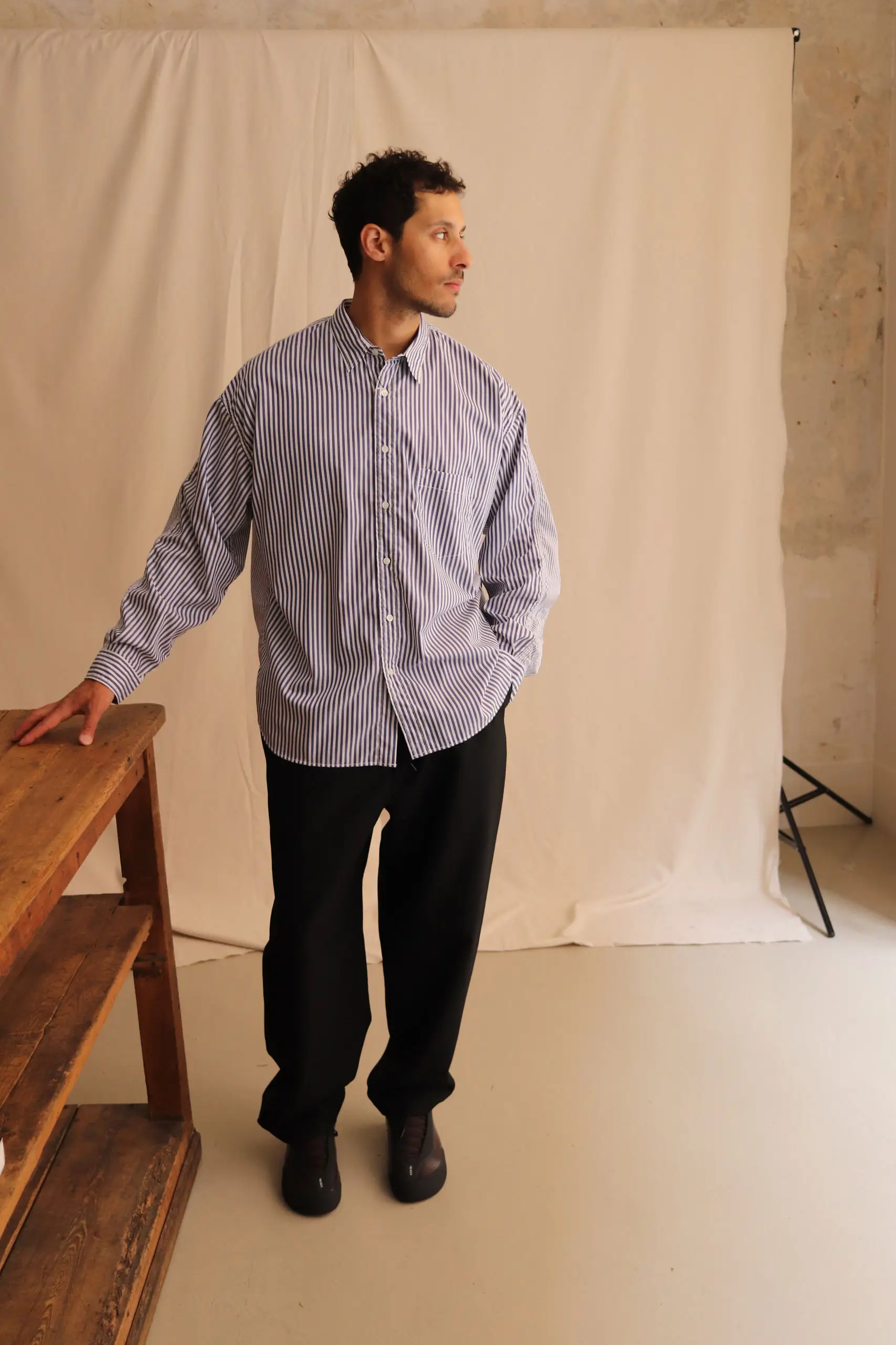 Comme Des Garçons Homme - MEN'S SHIRT HR-B004-051 - NVY/WHT X NVY