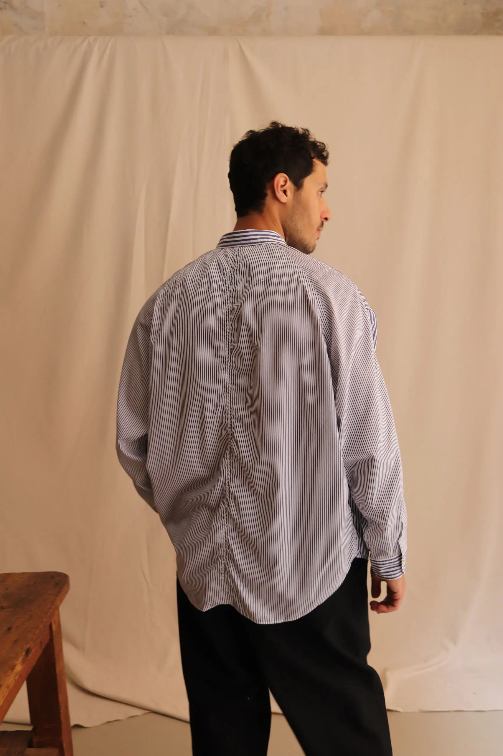 Comme Des Garçons Homme - MEN'S SHIRT HR-B004-051 - NVY/WHT X NVY