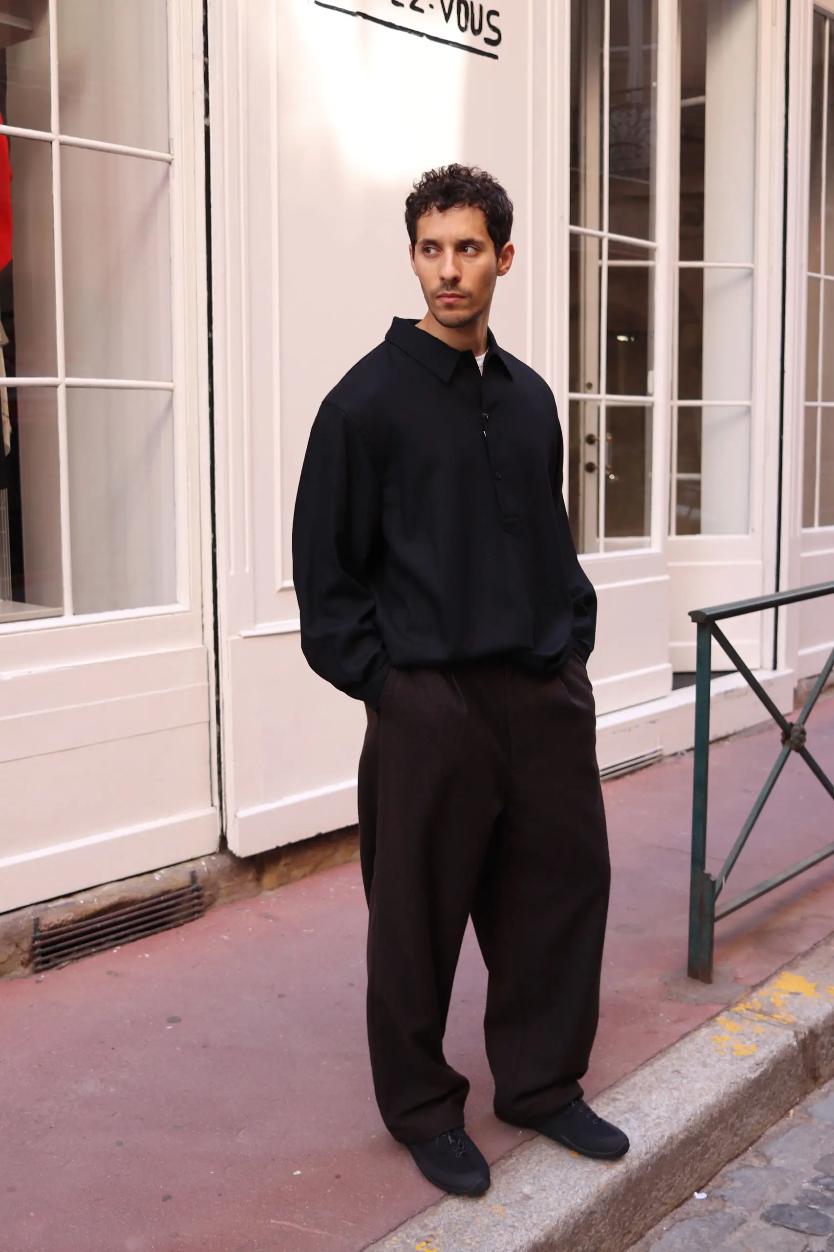 Still By Hand - Wool shirt anorak SH06263OS - BLACK