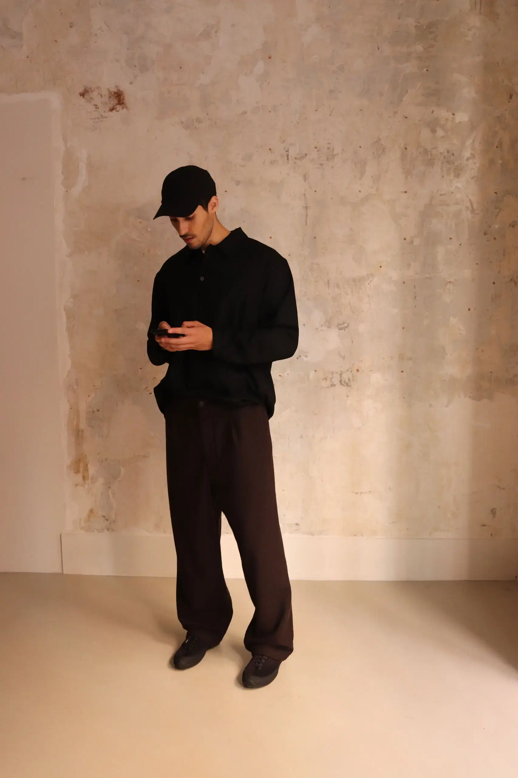 Still By Hand - Wool shirt anorak SH06263OS - BLACK