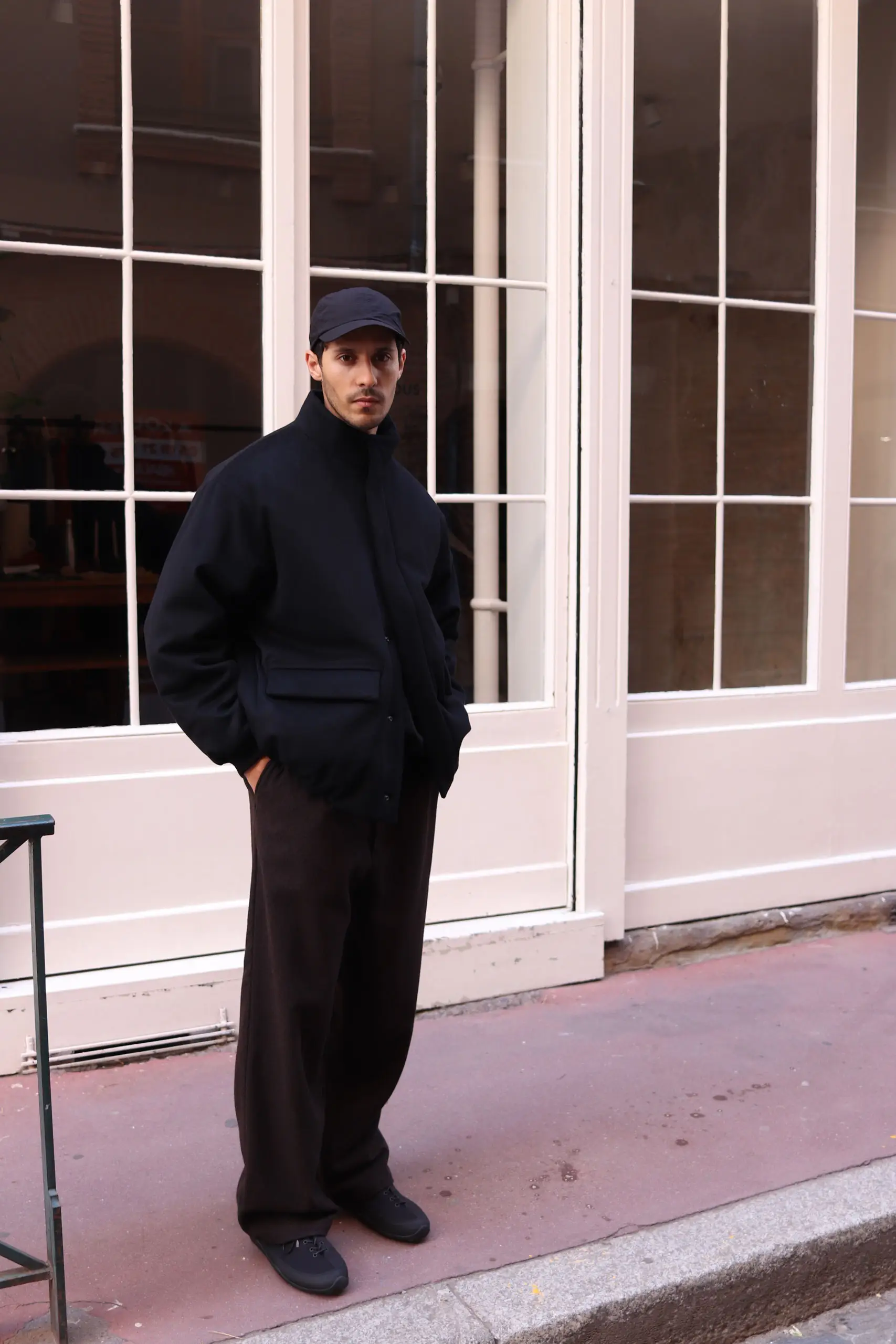 Still By Hand - Padded wool blouson BL05263OS - BLACK