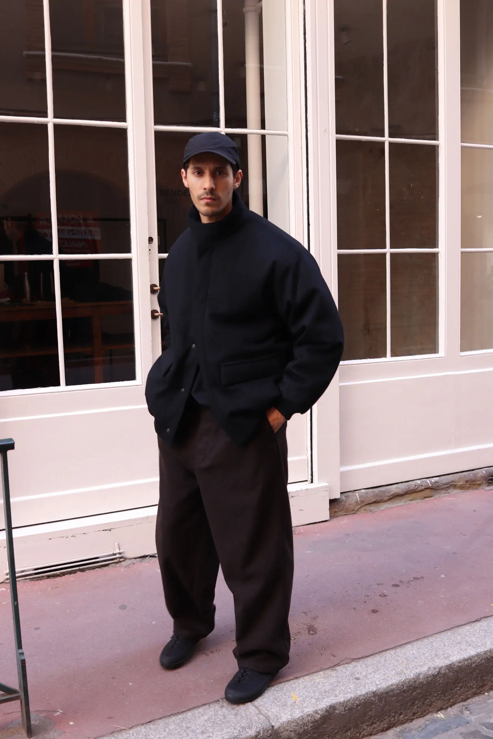 Still By Hand - Padded wool blouson BL05263OS - BLACK