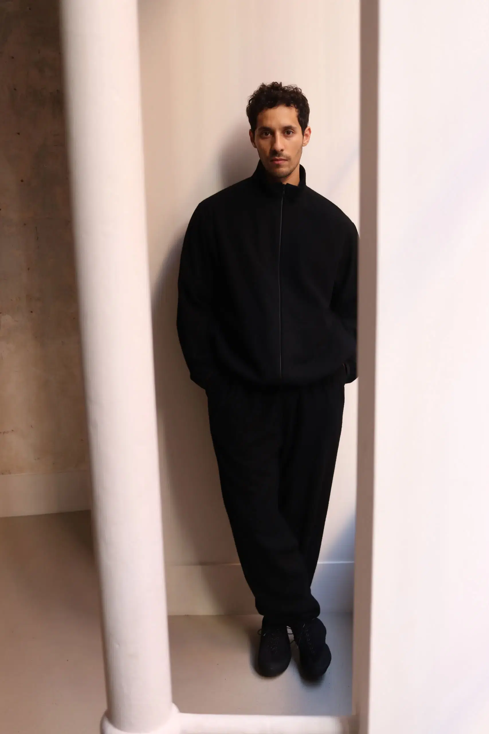 Still By Hand - Cashmere mixed easy pants PT04263OS - BLACK