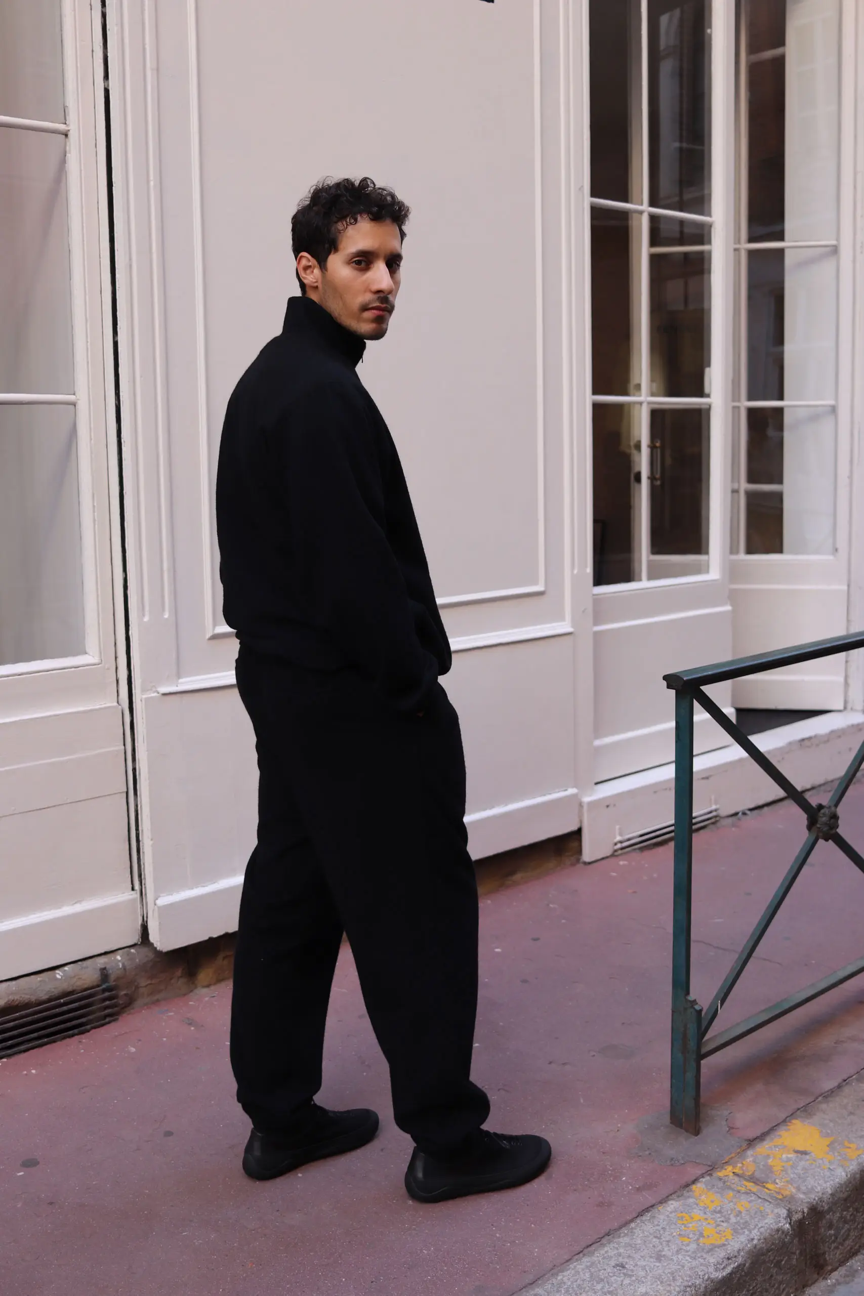 Still By Hand - Cashmere mixed high neck blouson BL04263OS - BLACK