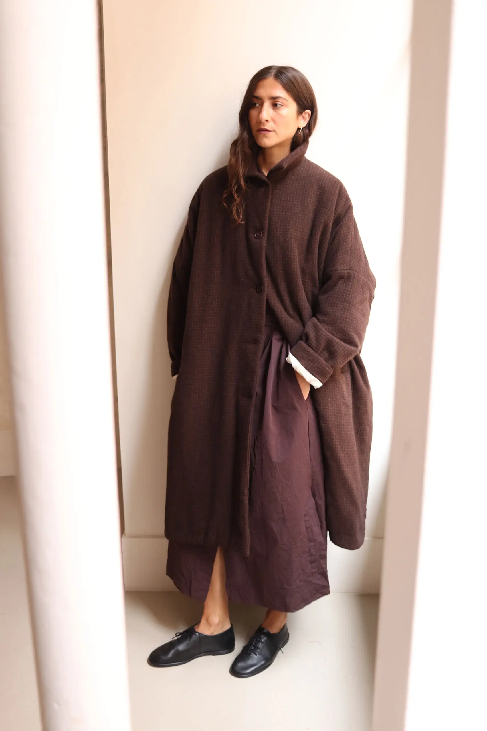 Casey Casey - BIG BLOBBY COAT 27FM237 - BROWN CHECK