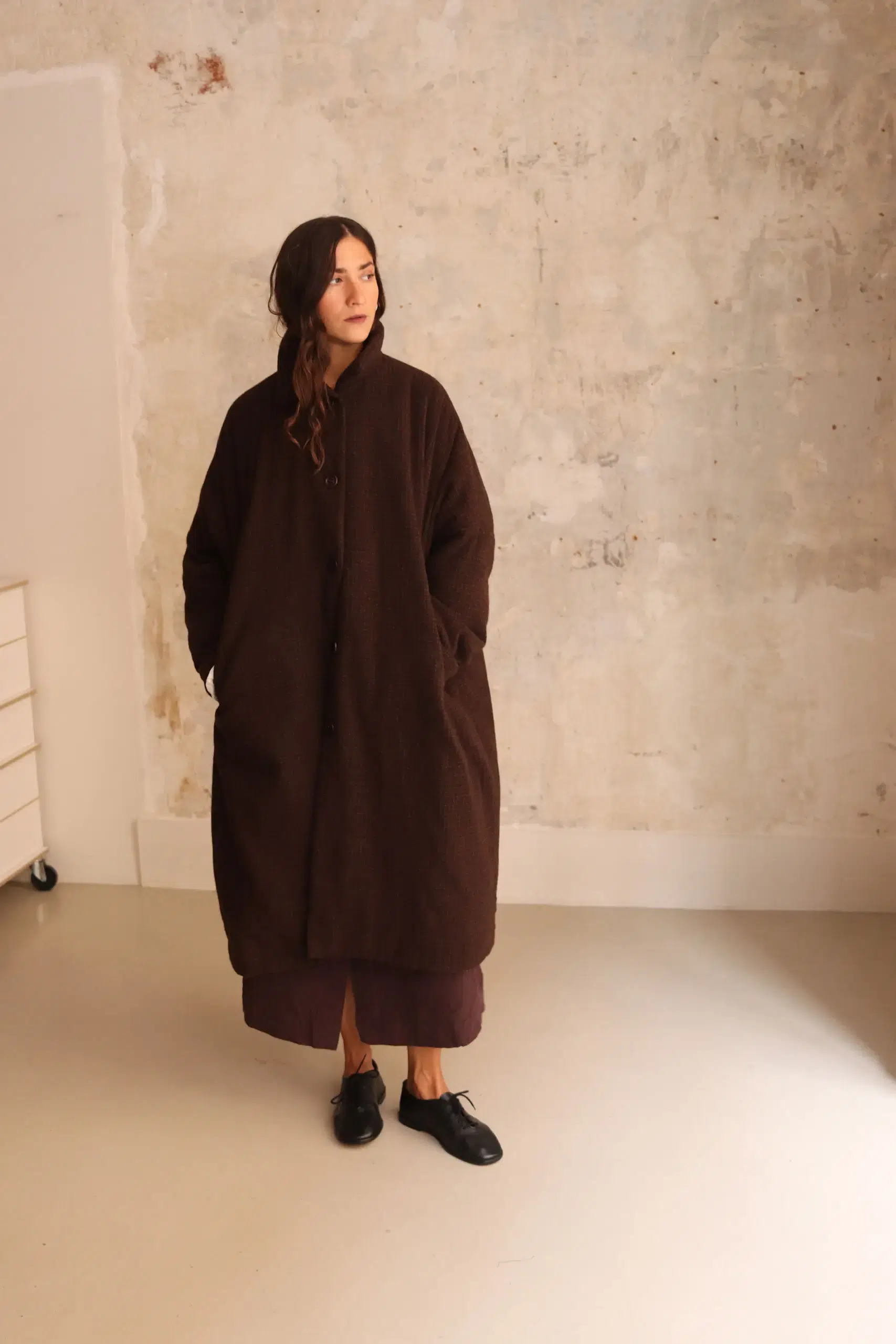 Casey Casey - BIG BLOBBY COAT 27FM237 - BROWN CHECK
