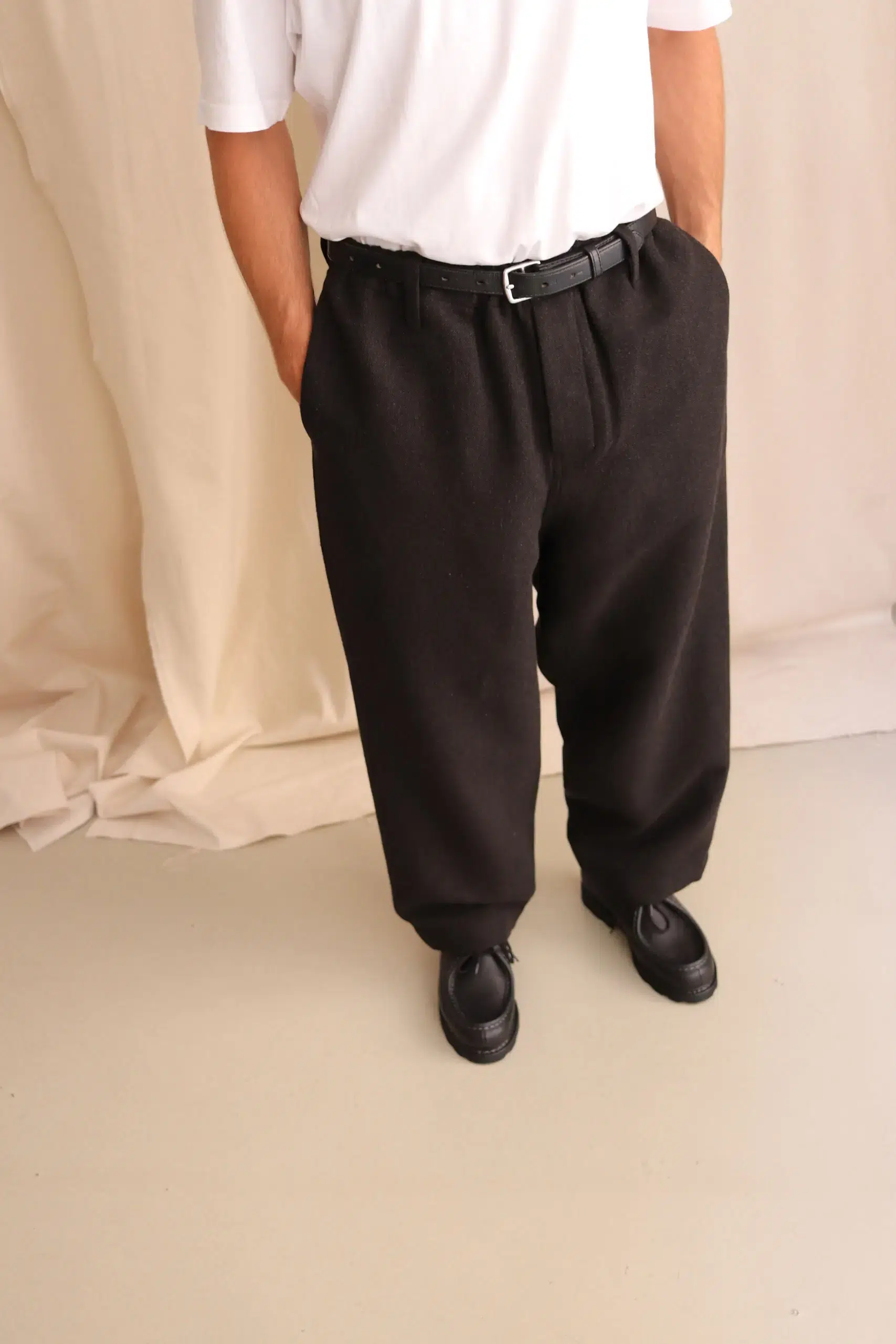 Evan Kinori - Elastic Pant - Black/Brown