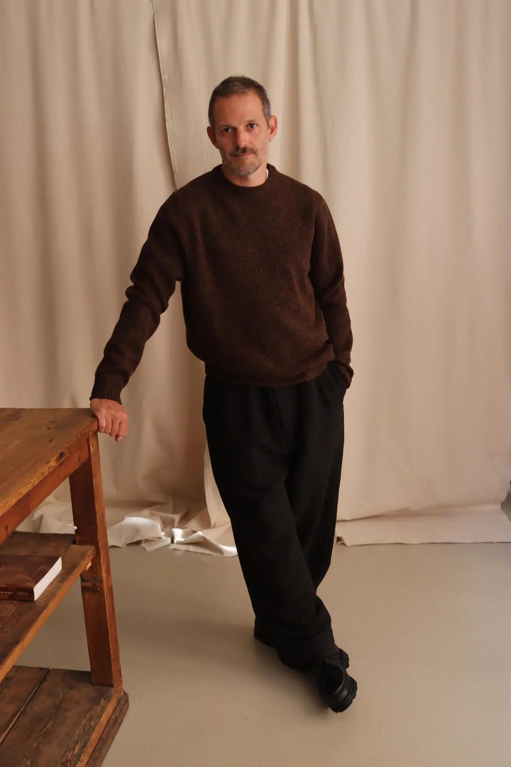 Evan Kinori - Two Pleat Pant - Black/Brown