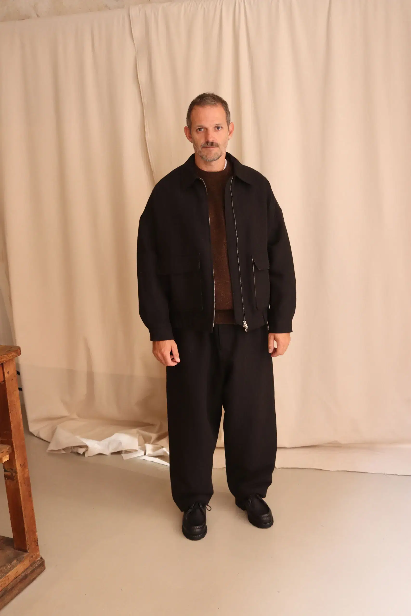 Evan Kinori - Two Pleat Pant - Black/Brown