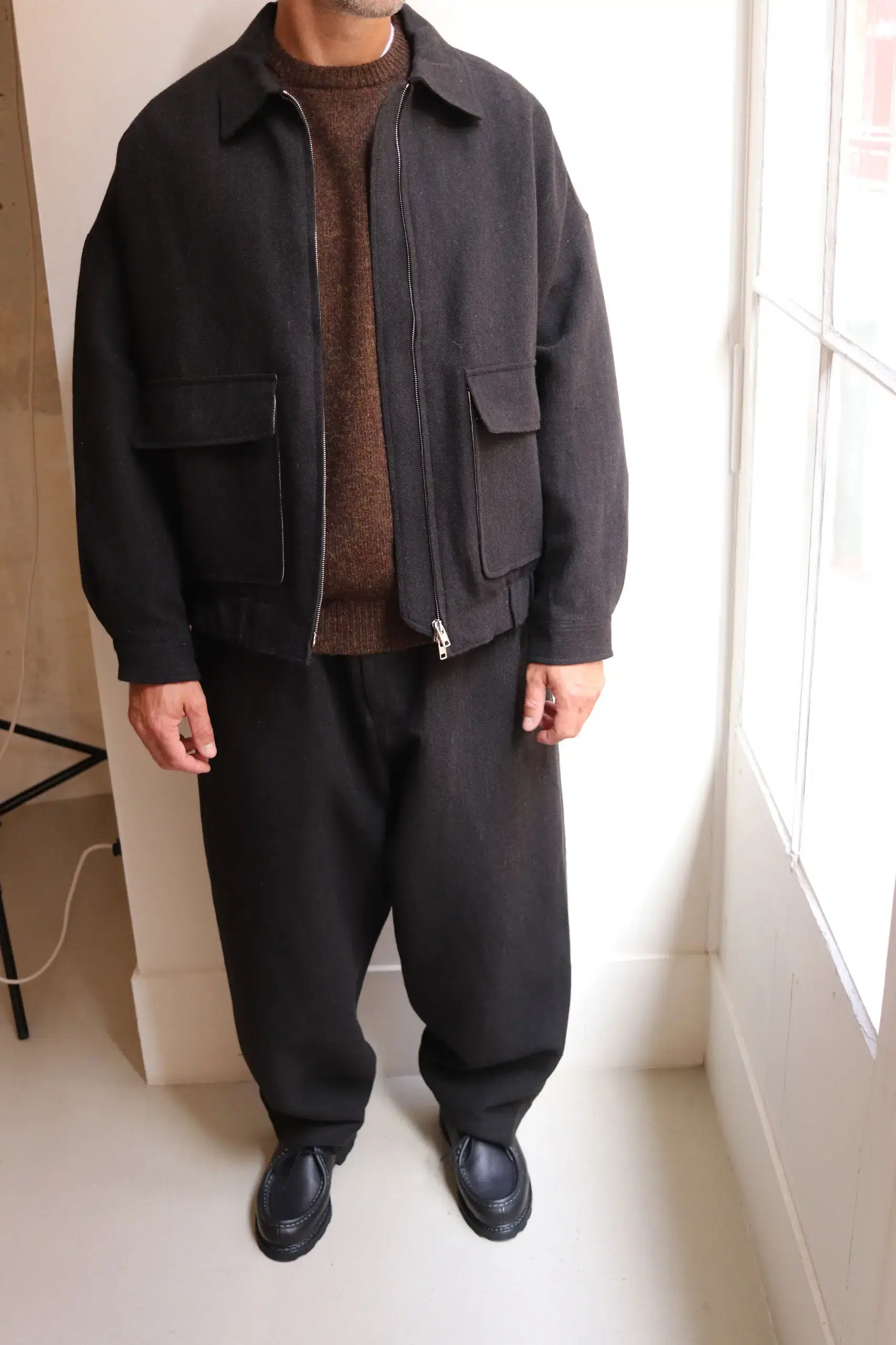 Evan Kinori - Zip Jacket Two - Black/Brown