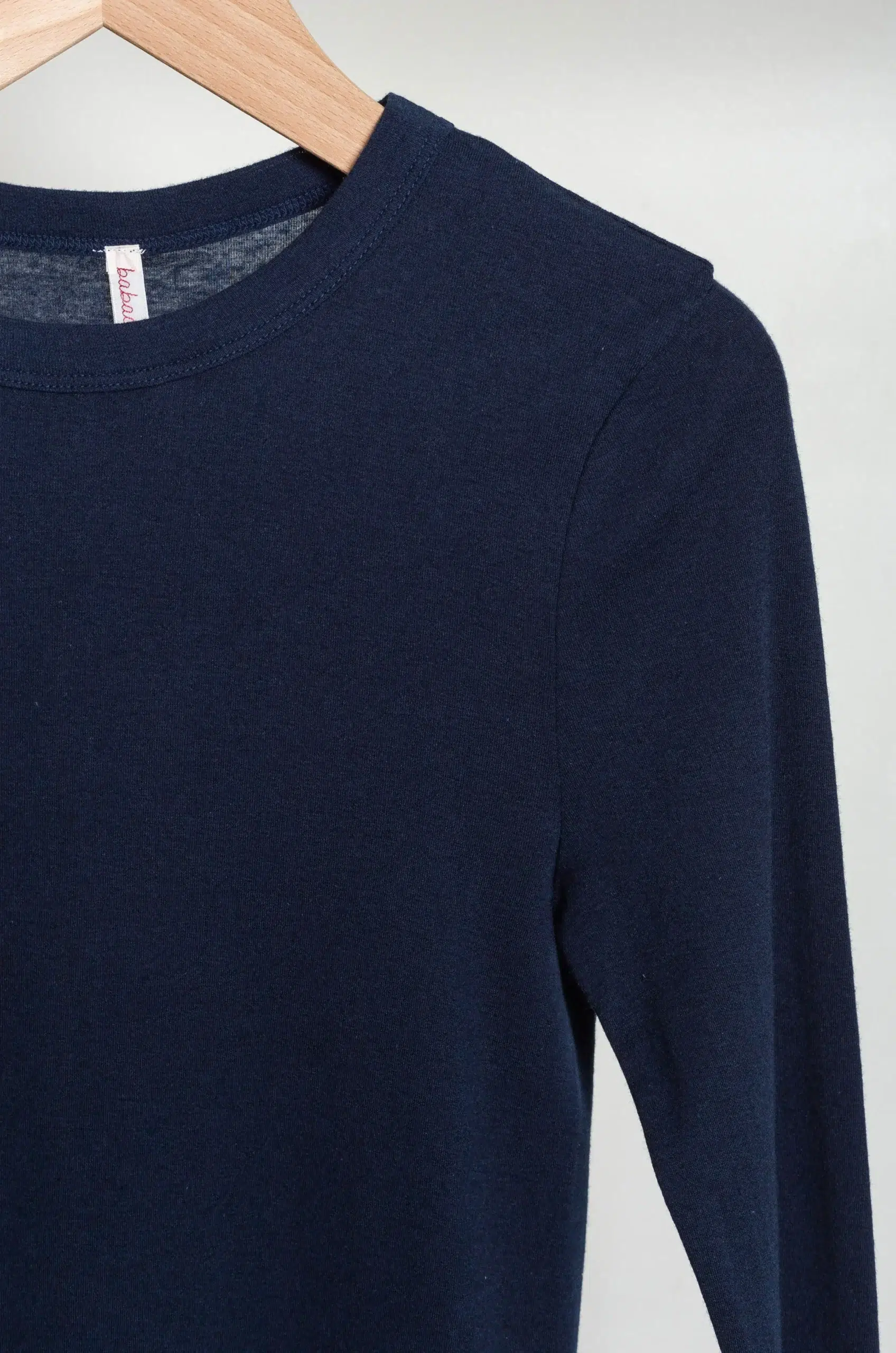BABACO - Cotton/Silk Basic Long Sleeve T-shirt BA01-CR36 - Navy